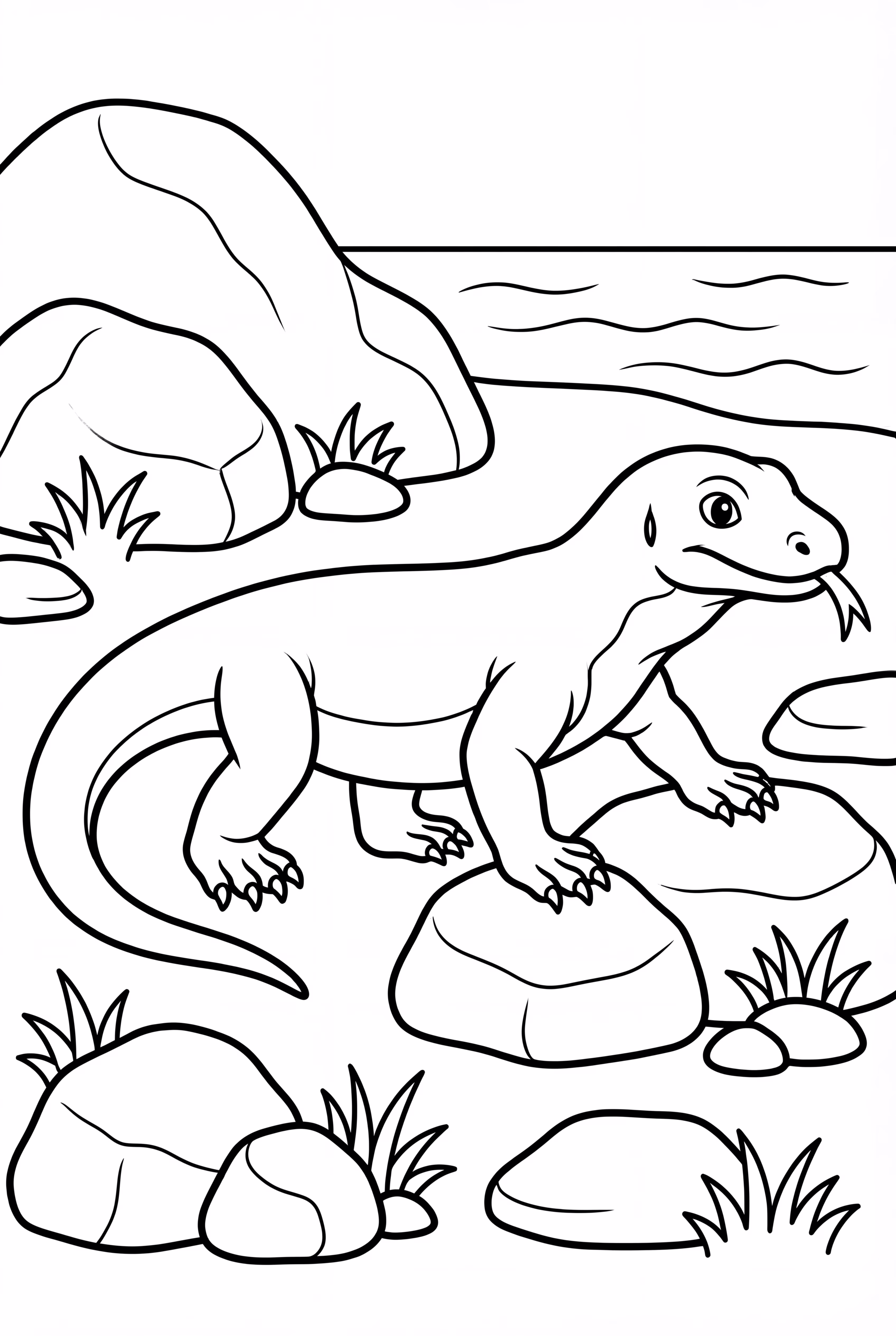 Komodo Dragon On A Rocky Shore