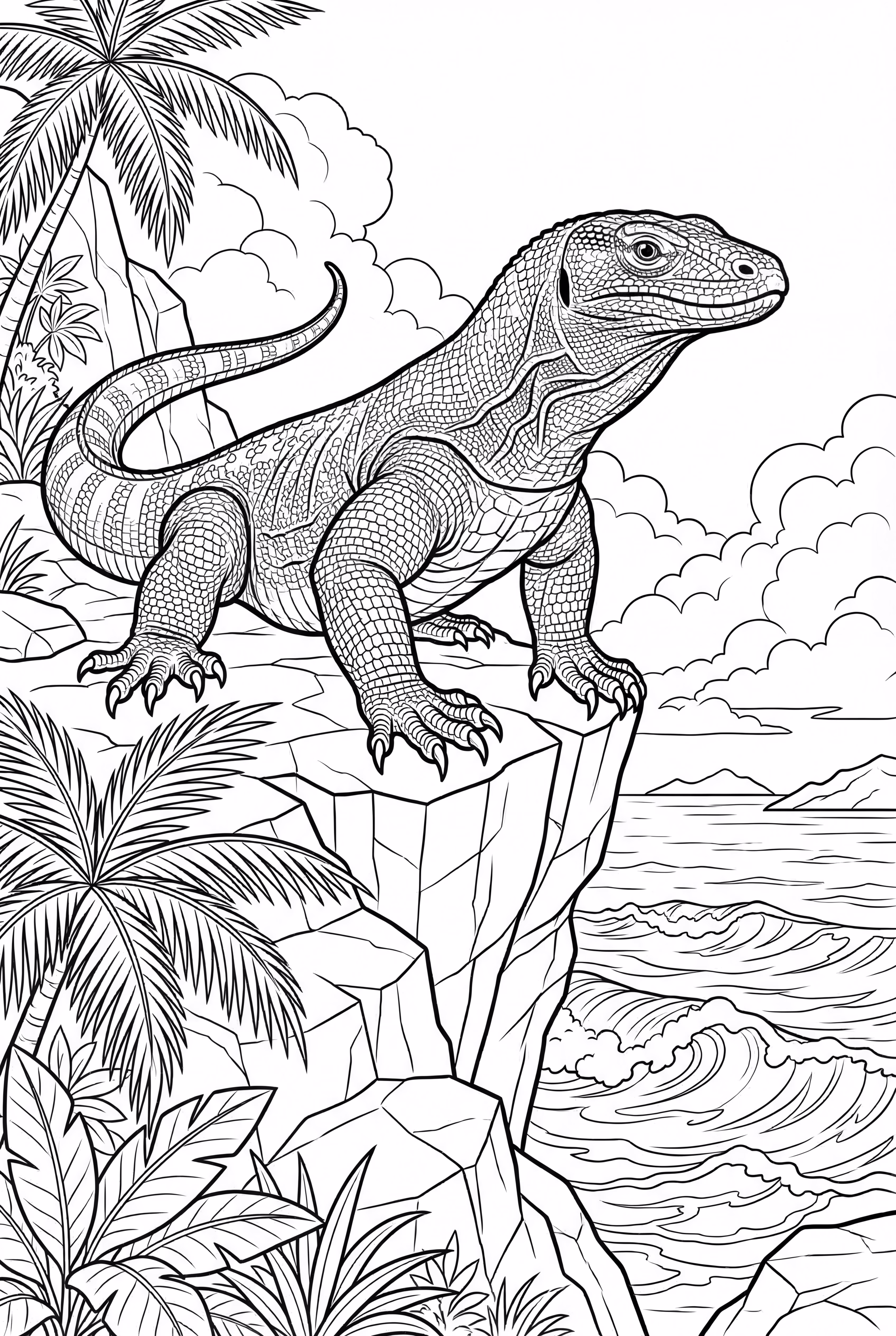 Komodo Dragon Overlooking The Ocean