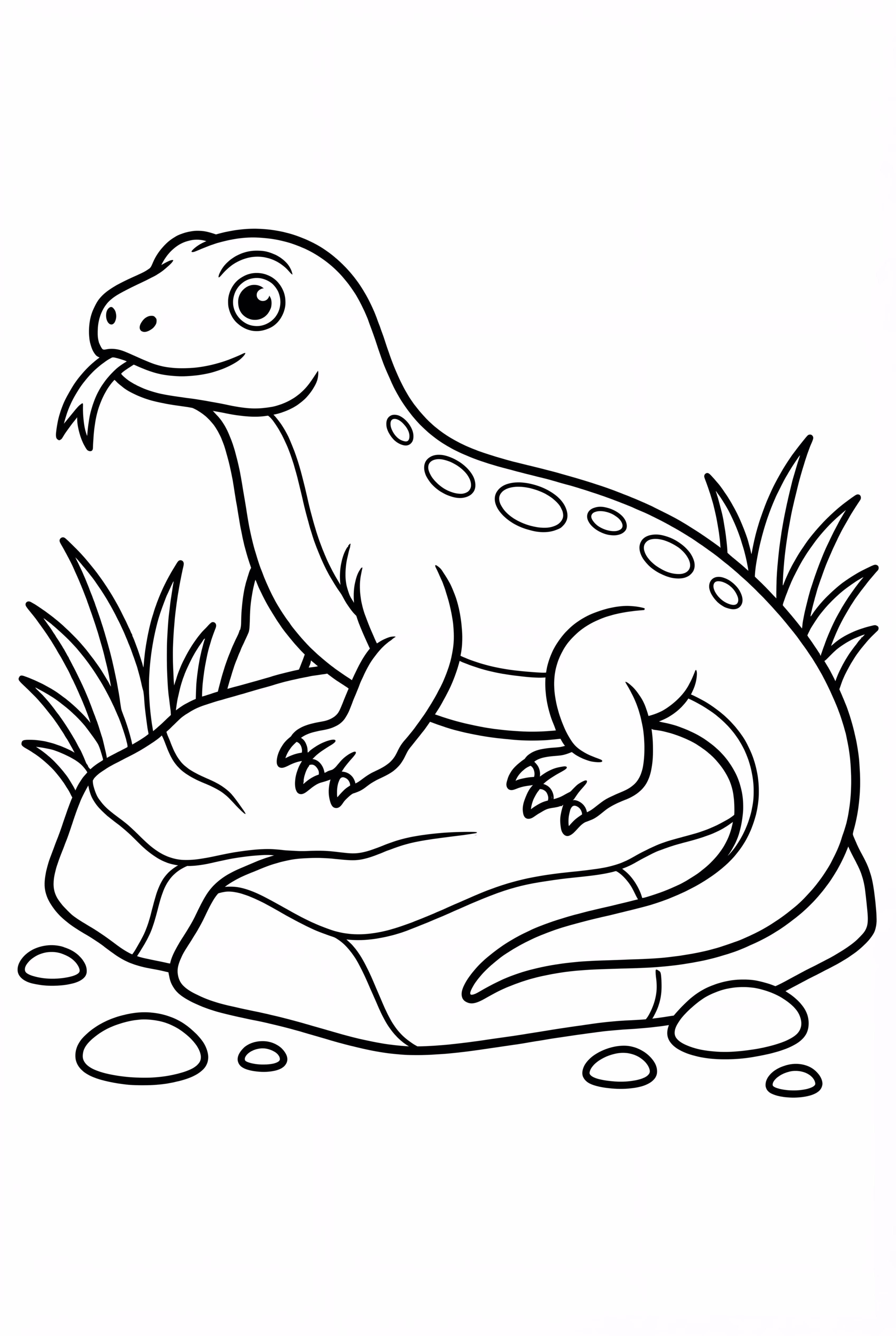 Komodo Dragon Sunbathing On A Rock