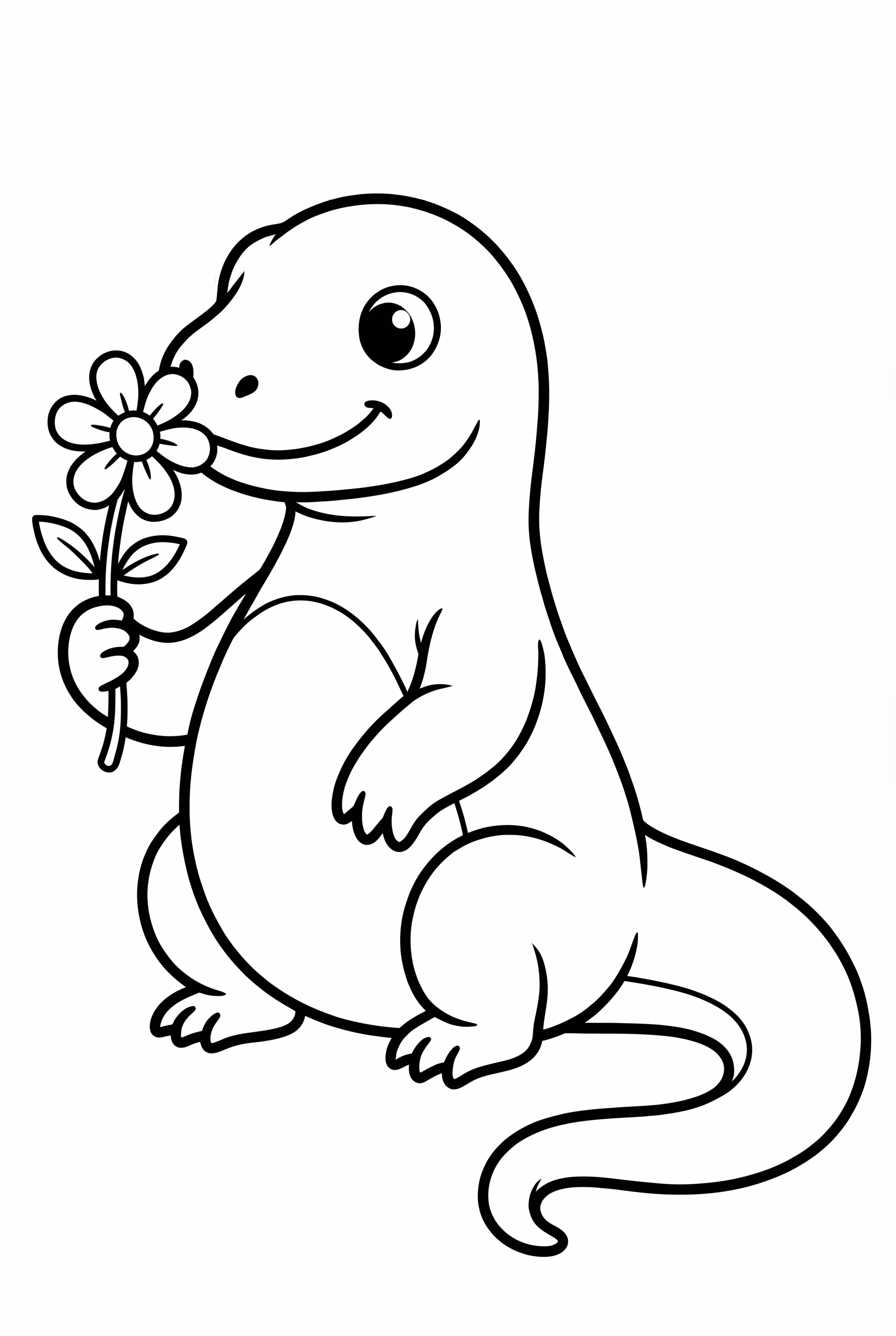 Komodo Dragon With A Flower