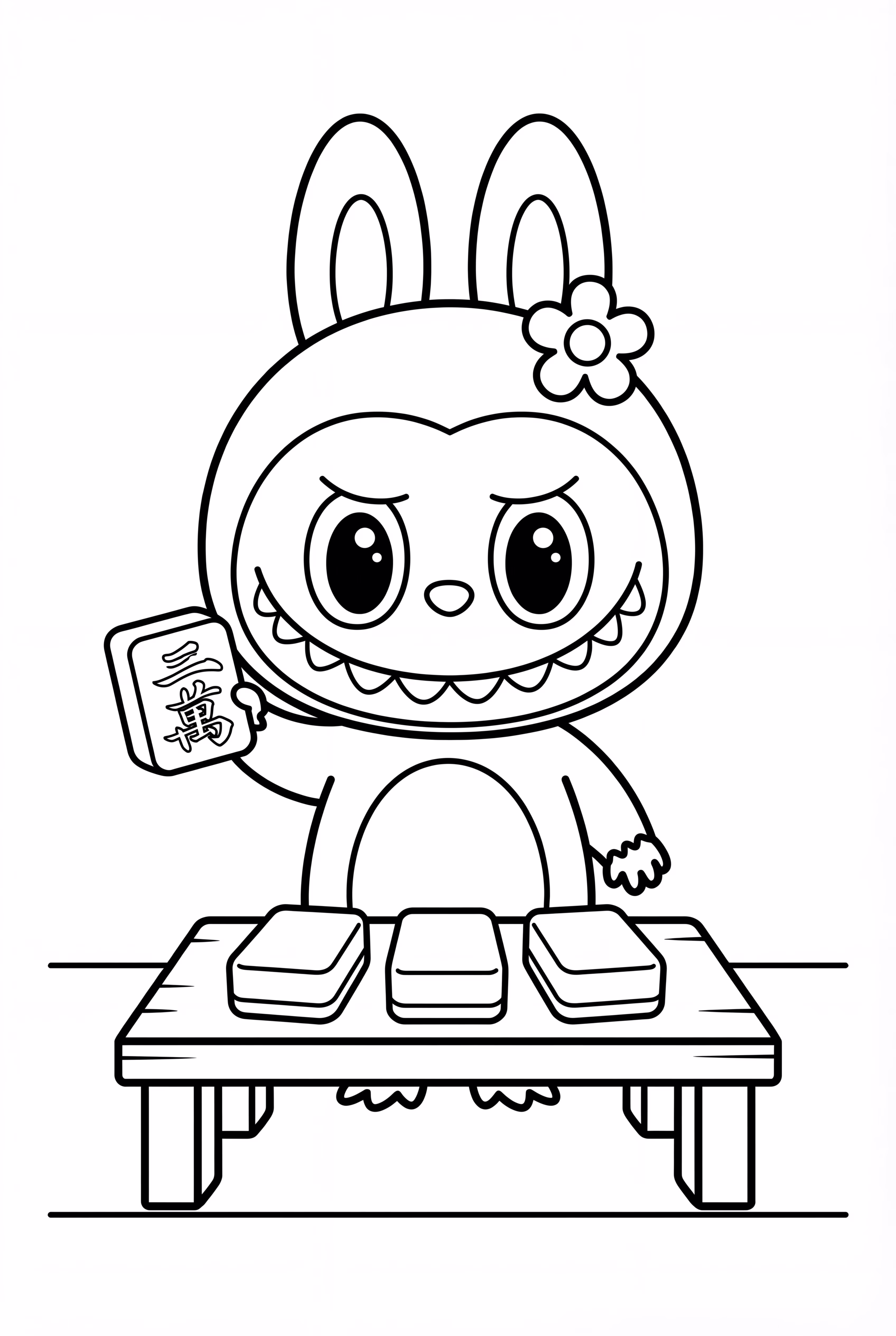 Labubu mit dem Mahjong