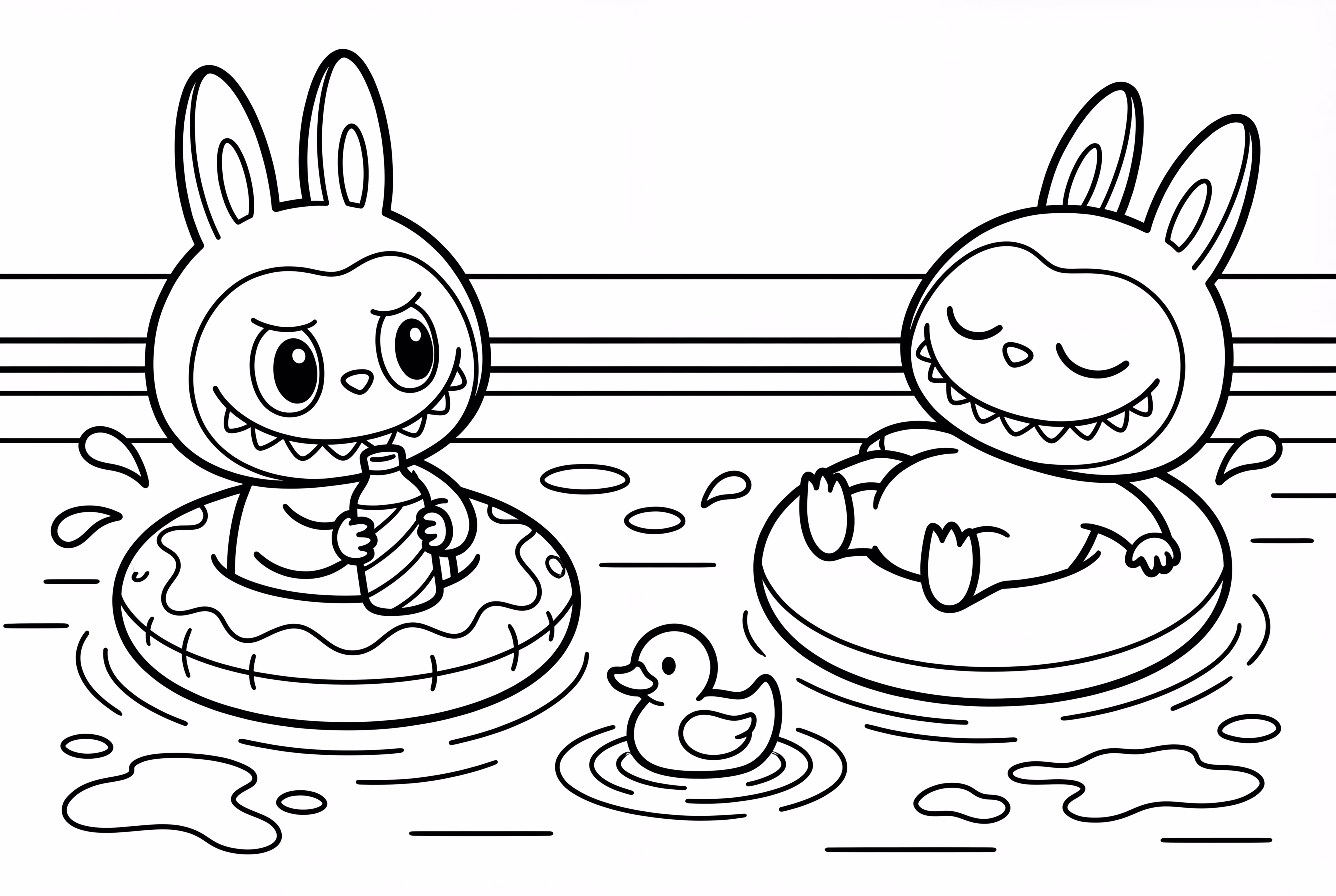 Labubu Playing in Swimming Pool