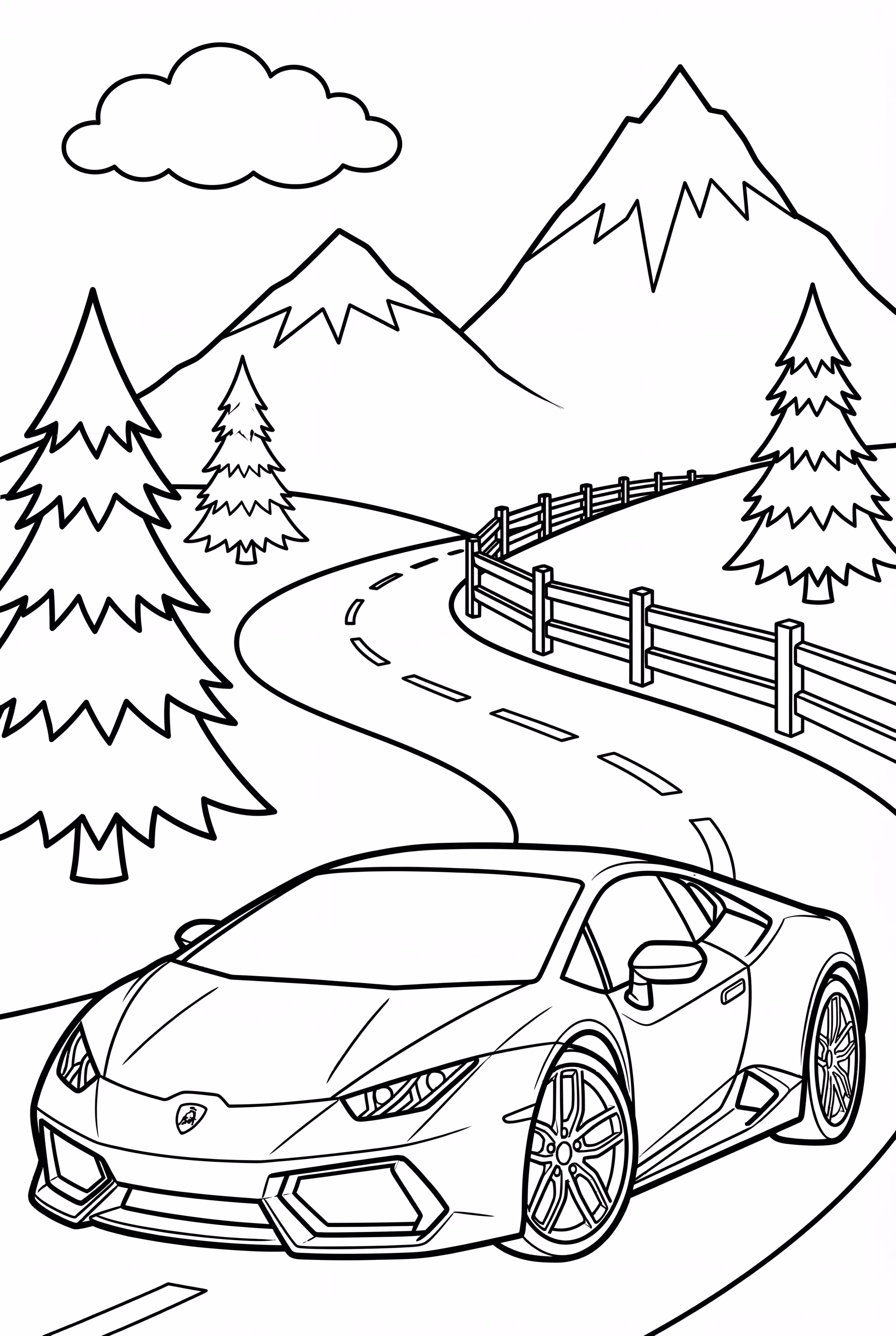 Lamborghini On Curvy Mountain Road