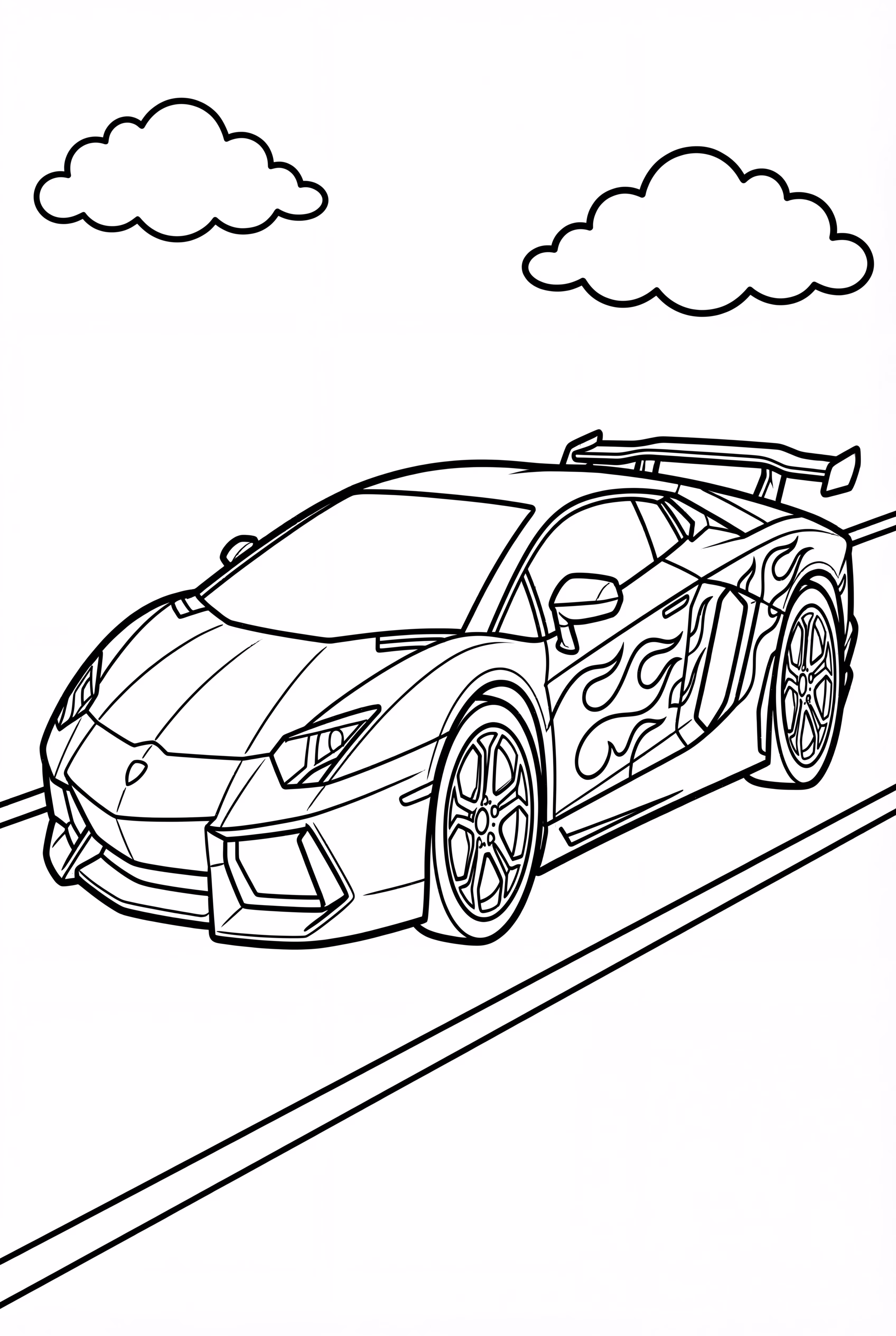 炎のデカールを施したランボルギーニ