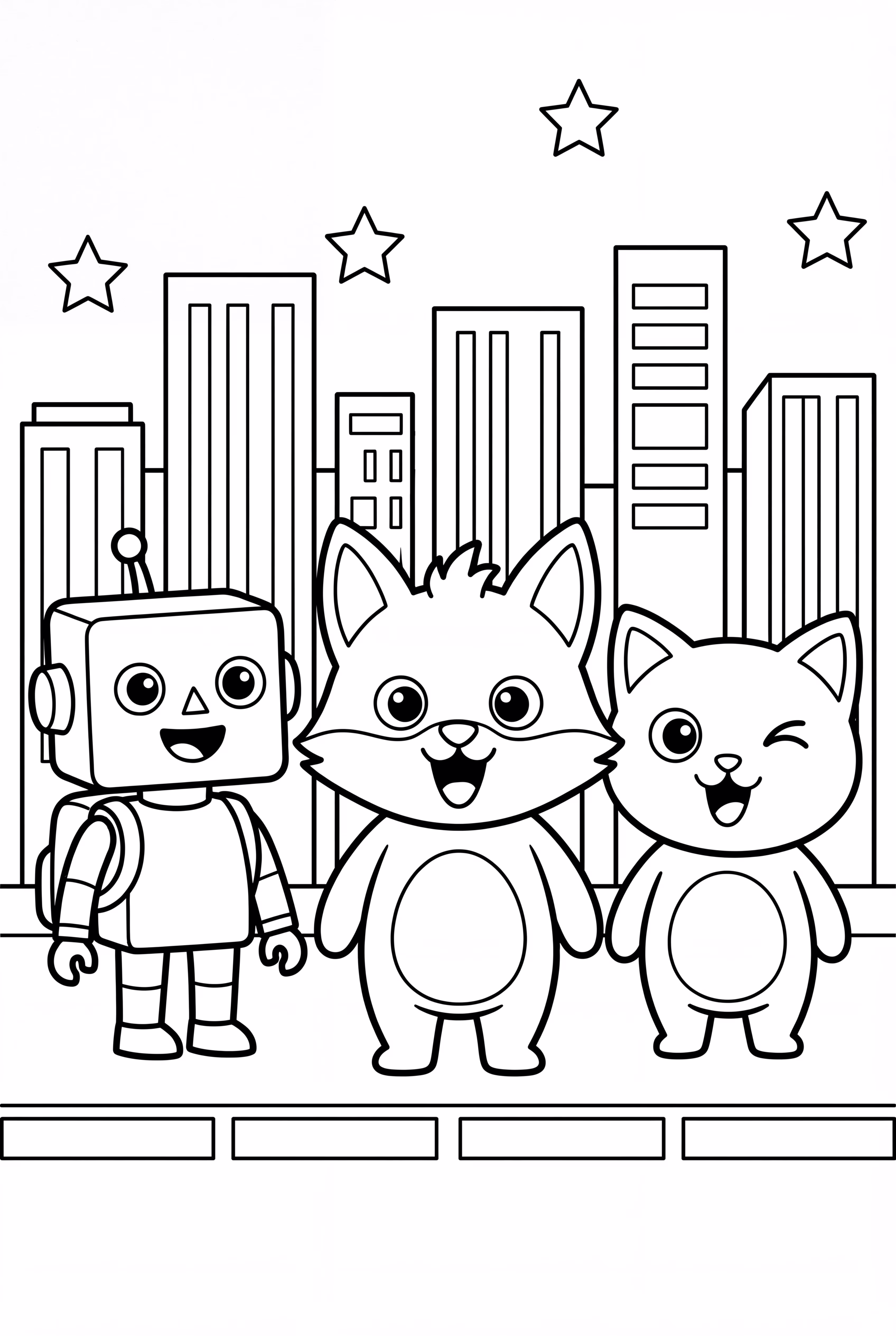 Lankybox Characters in Neon Cityscape