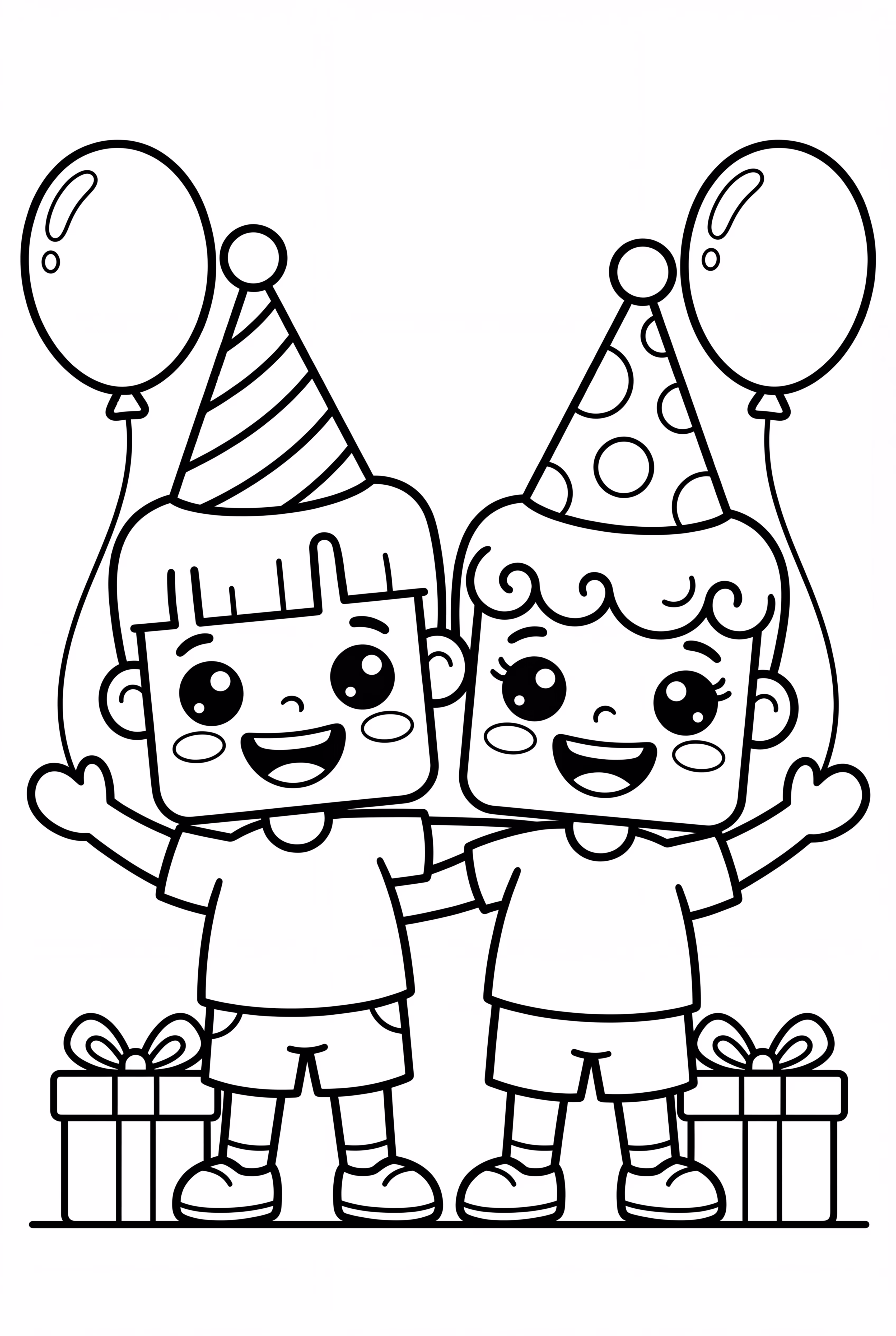 Lankybox Charaktere mit Partykappen