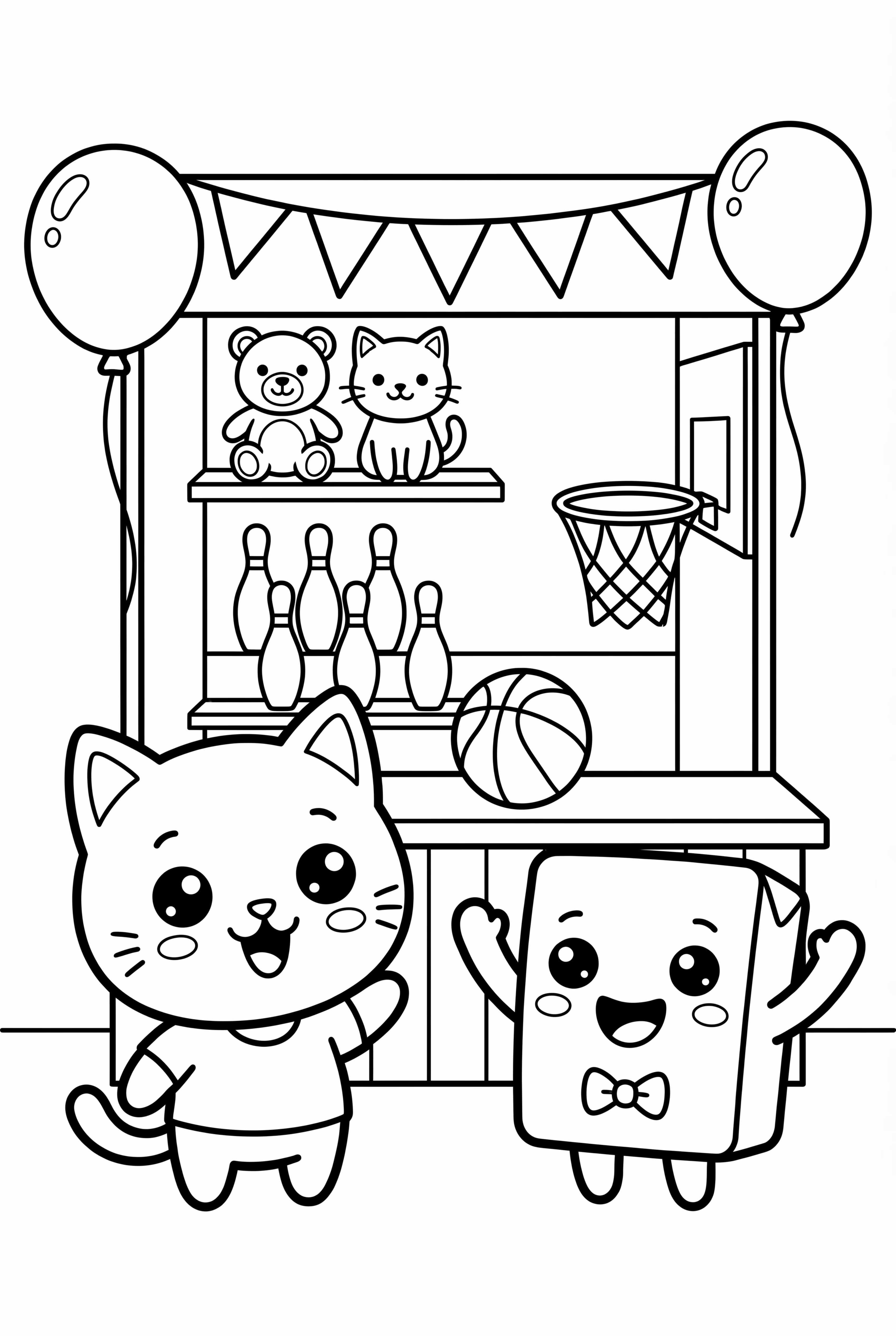 Lankybox小队在嘉年华游戏摊位