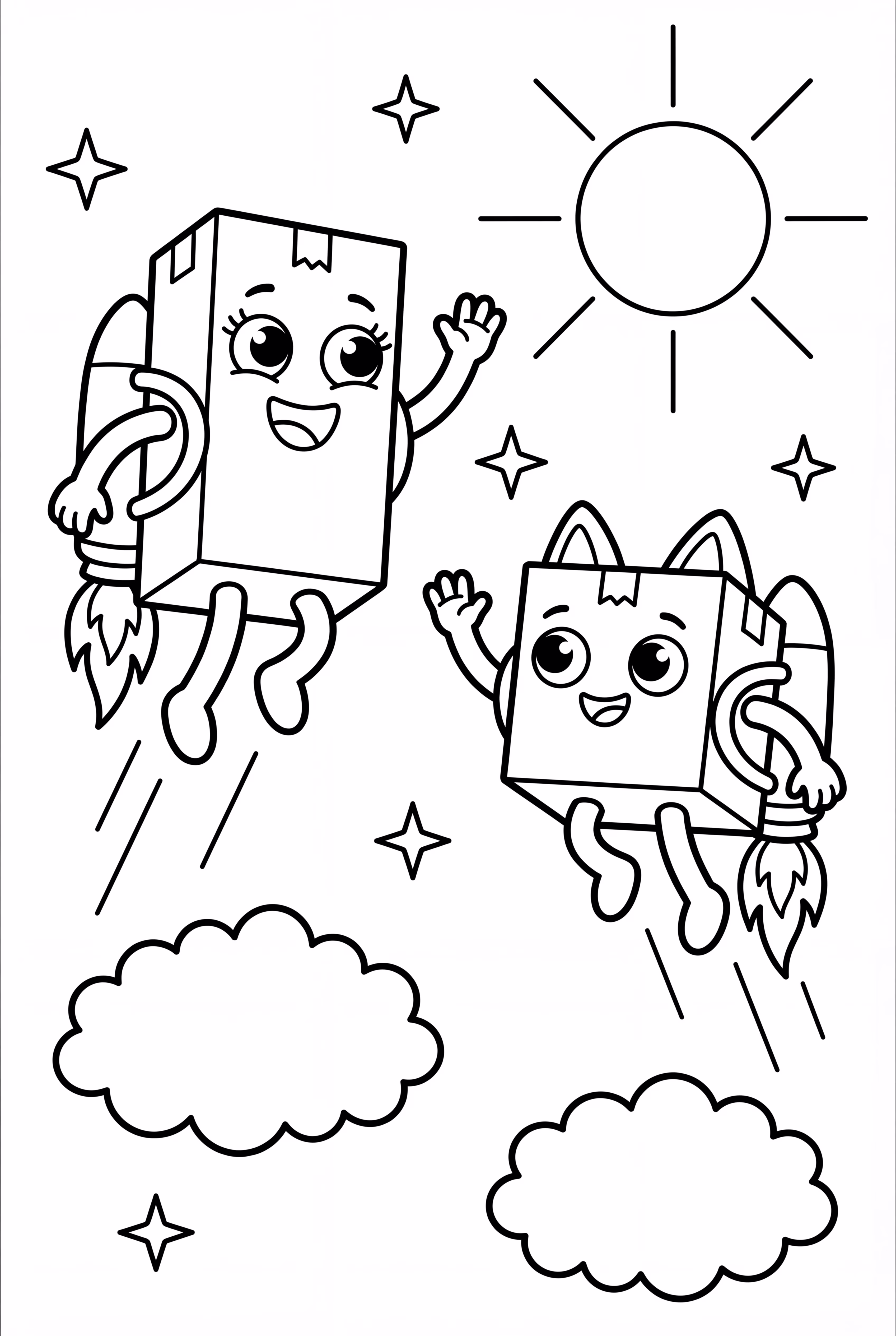 Lankybox Duo Flying with Jetpacks