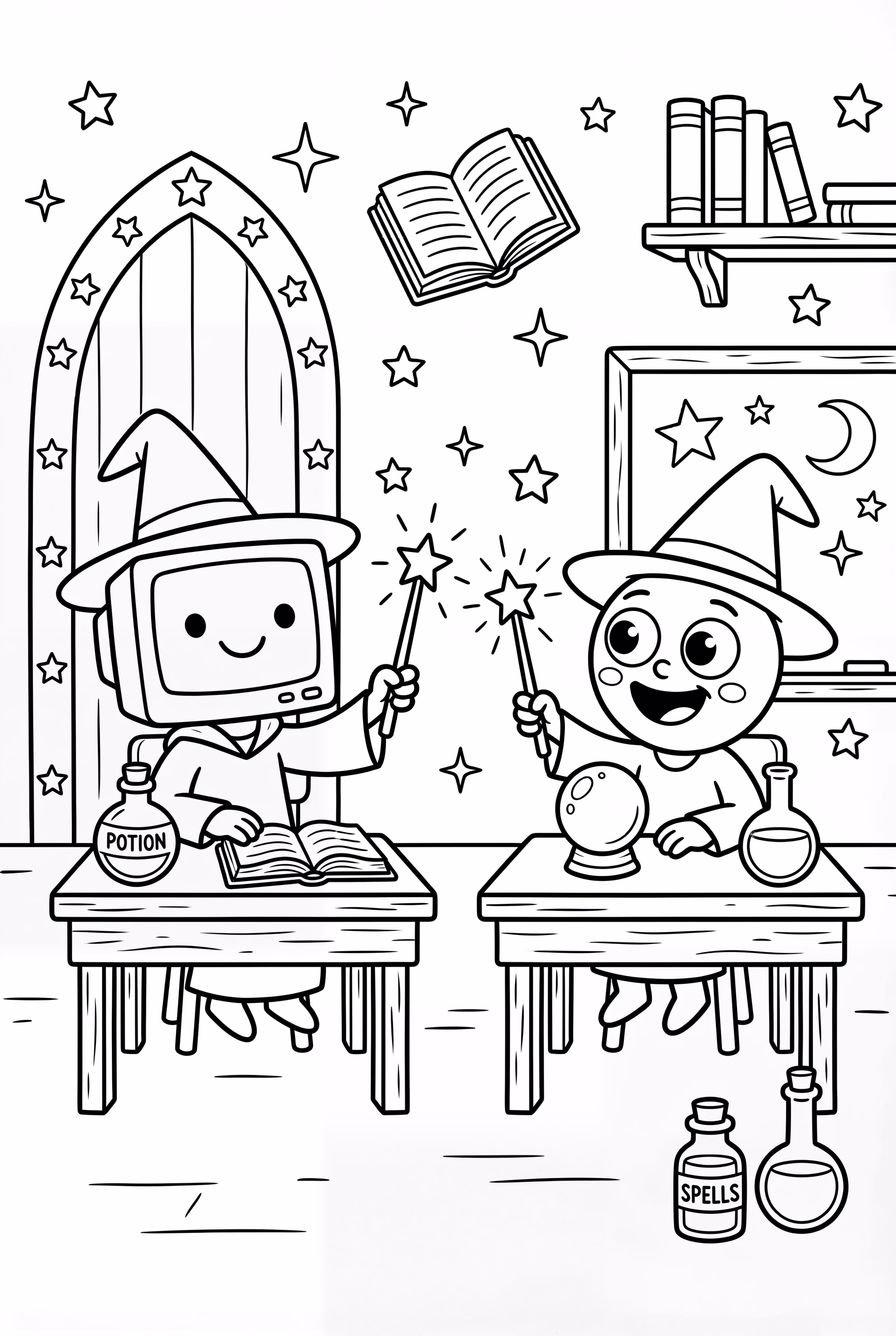 Lankybox Friends at Magic School Classroom