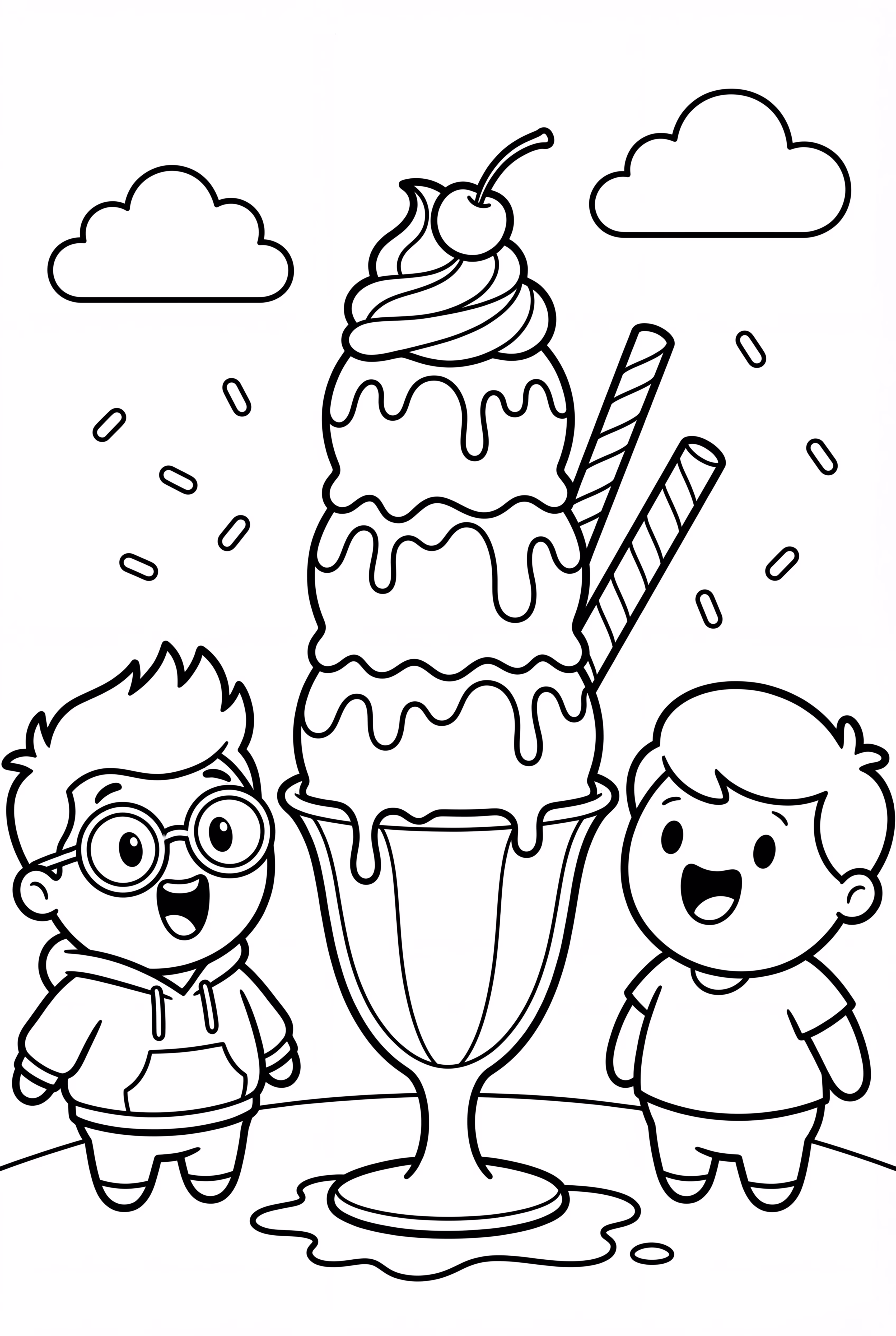Lankybox Friends with Giant Ice Cream Sundae