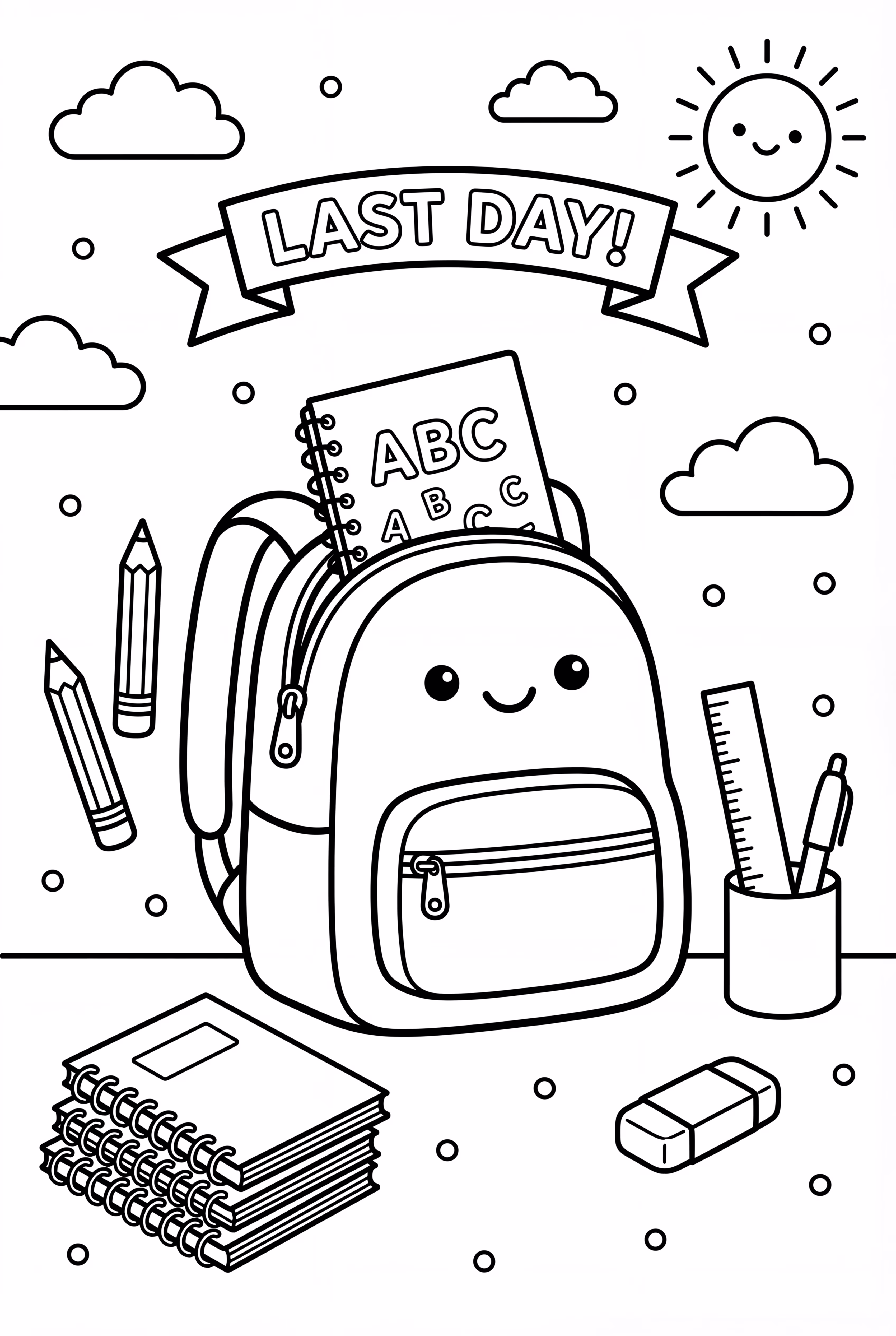 Last Day Of School Backpack And Notebooks