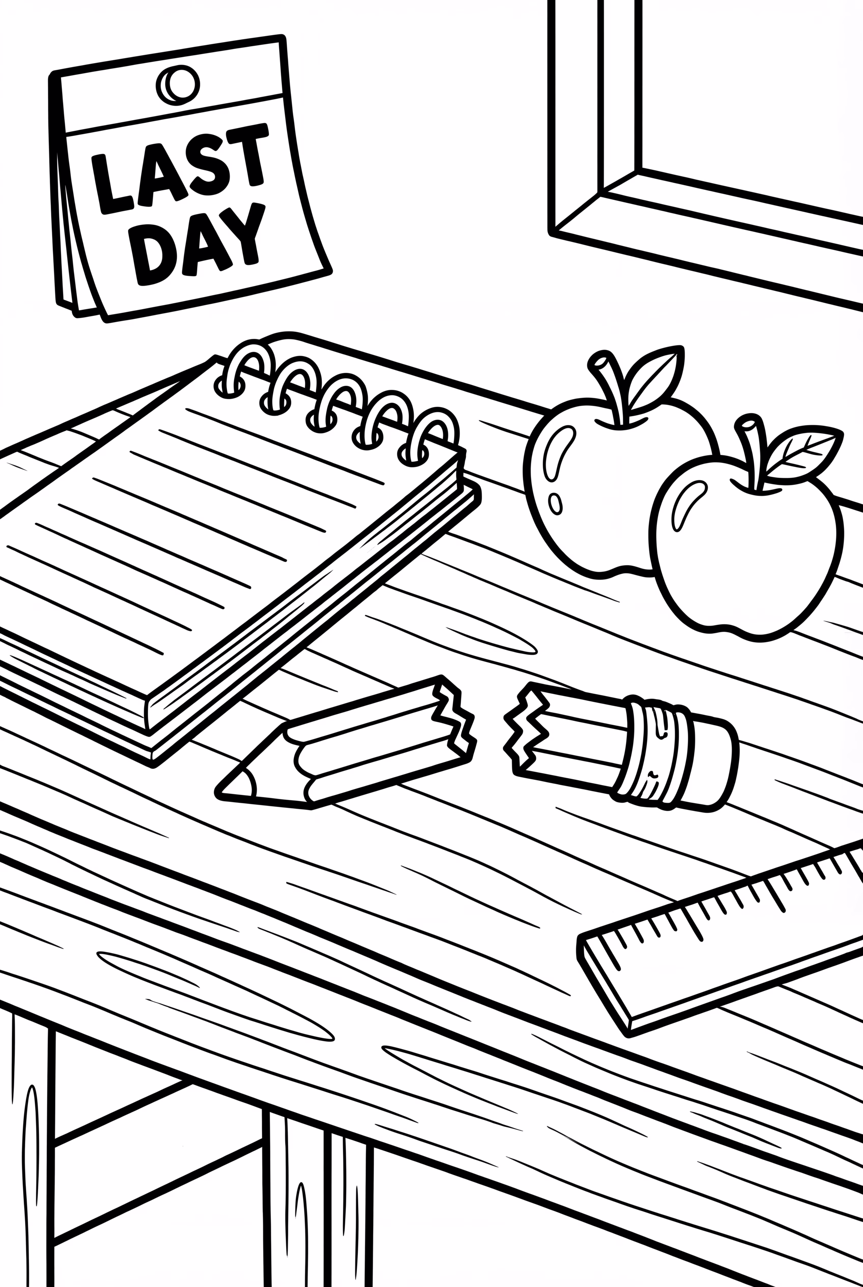 學校的最後一天 破損的鉛筆放在桌上