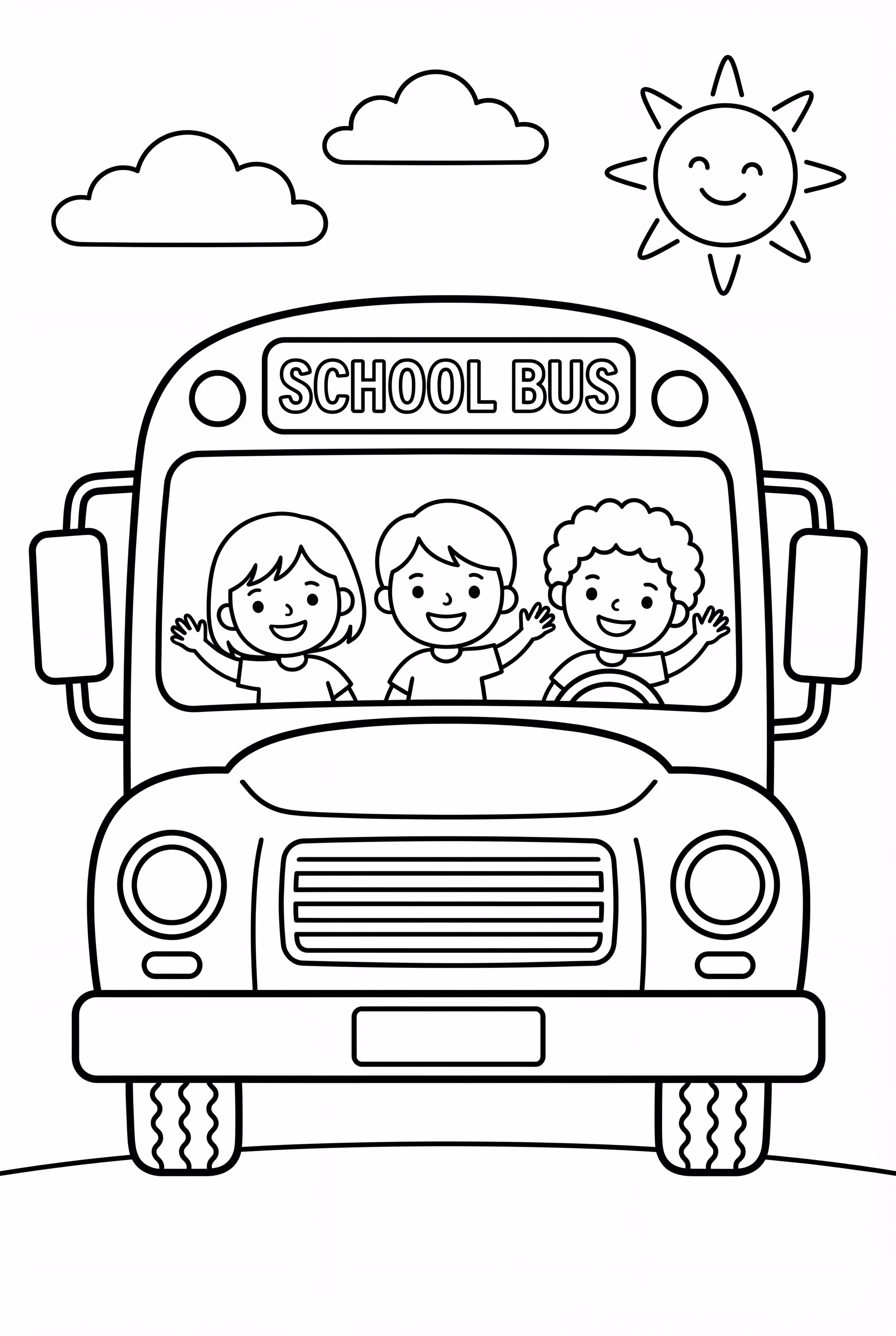 Last Day Of School Bus With Smiling Kids