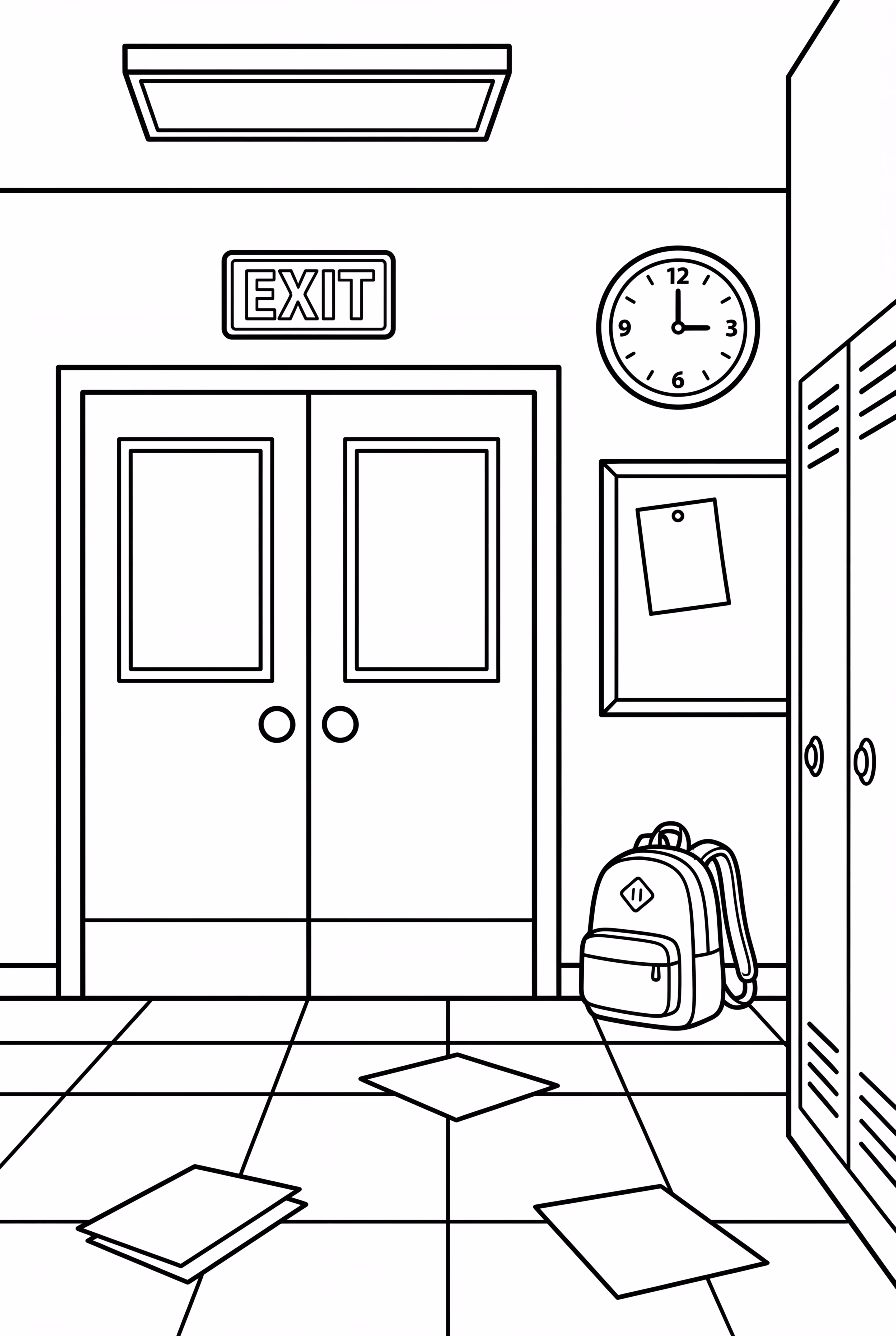 学校放假最后一天的空走廊