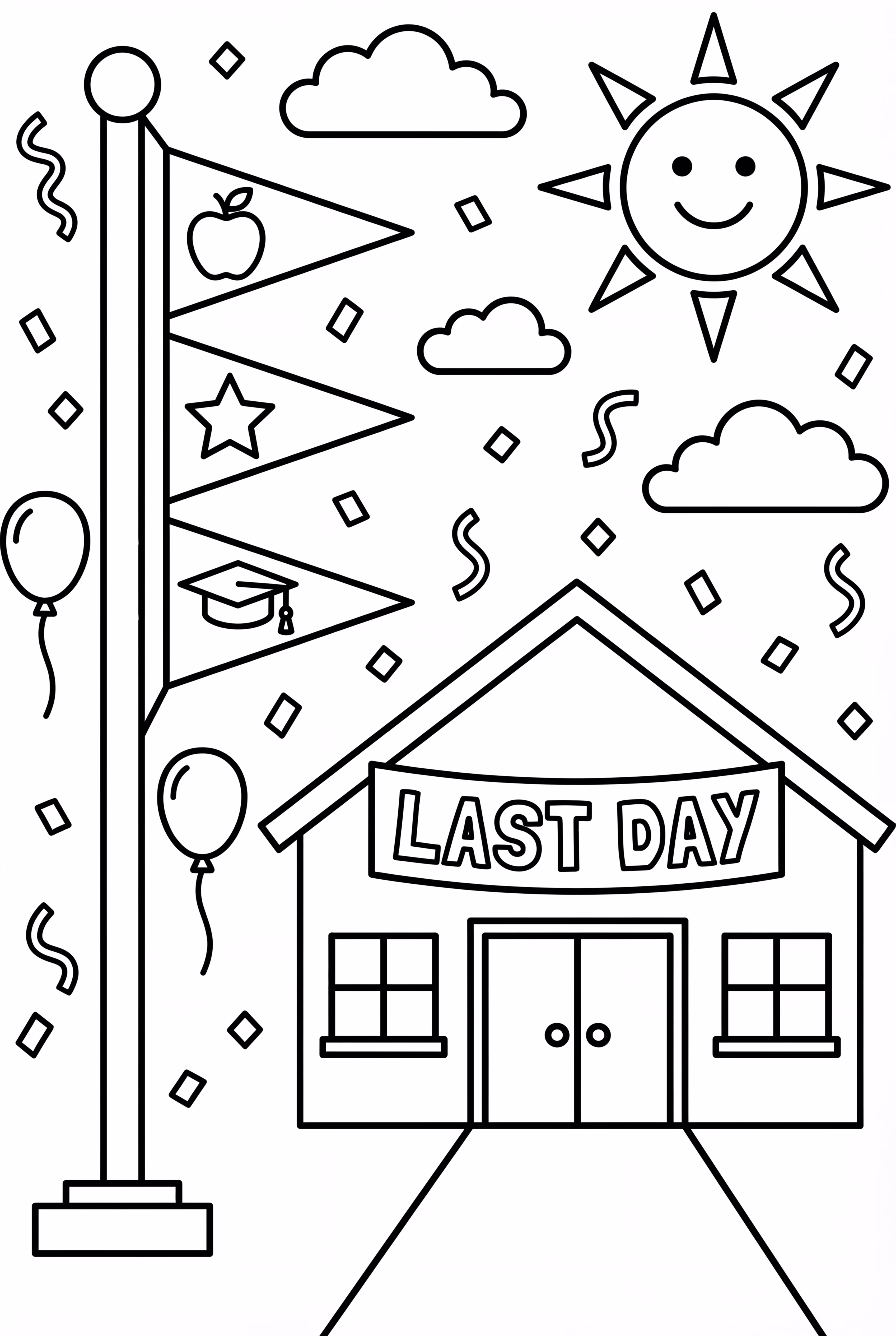 Last Day Of School Flagpole With Banners