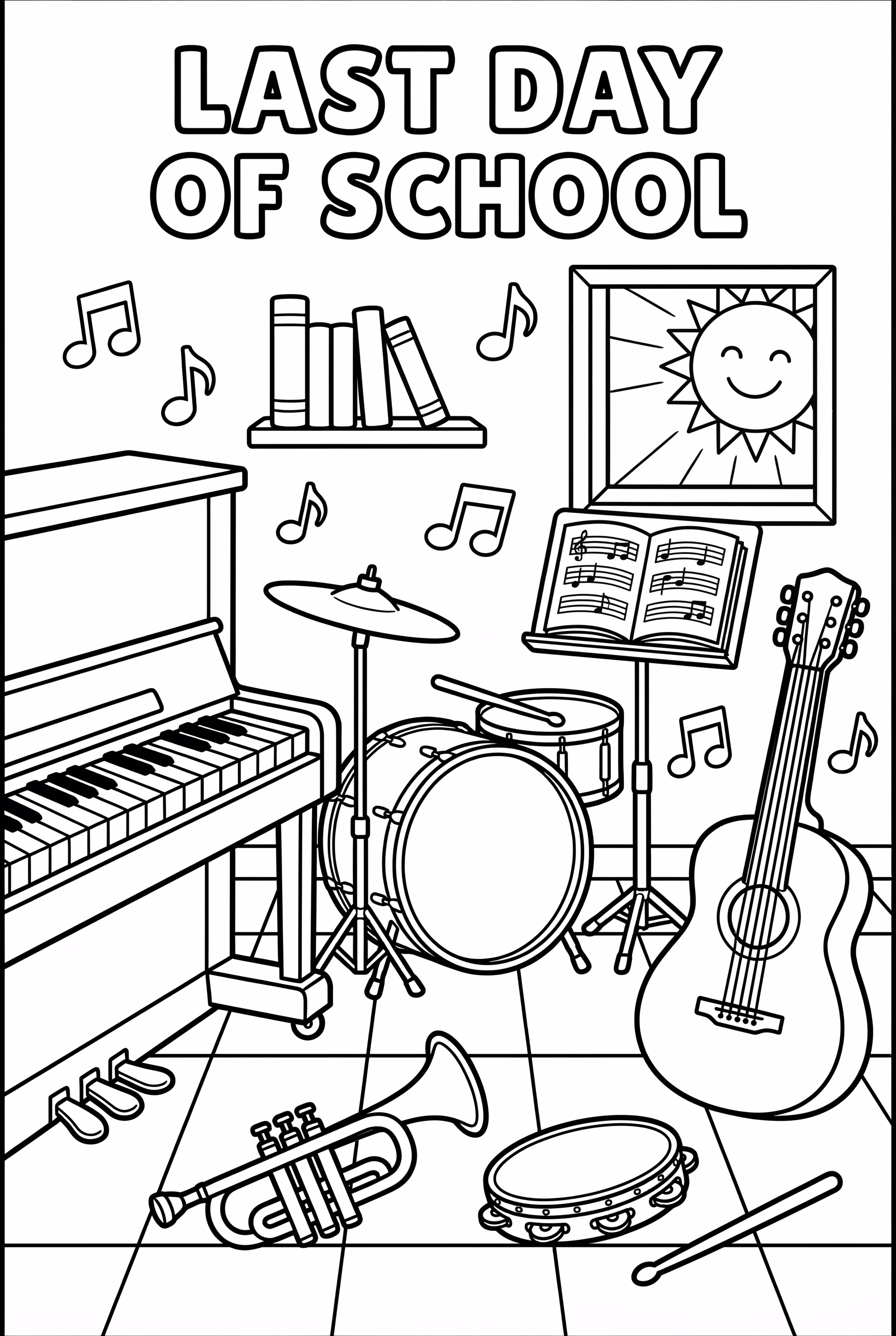 Último día de clases en la sala de música e instrumentos