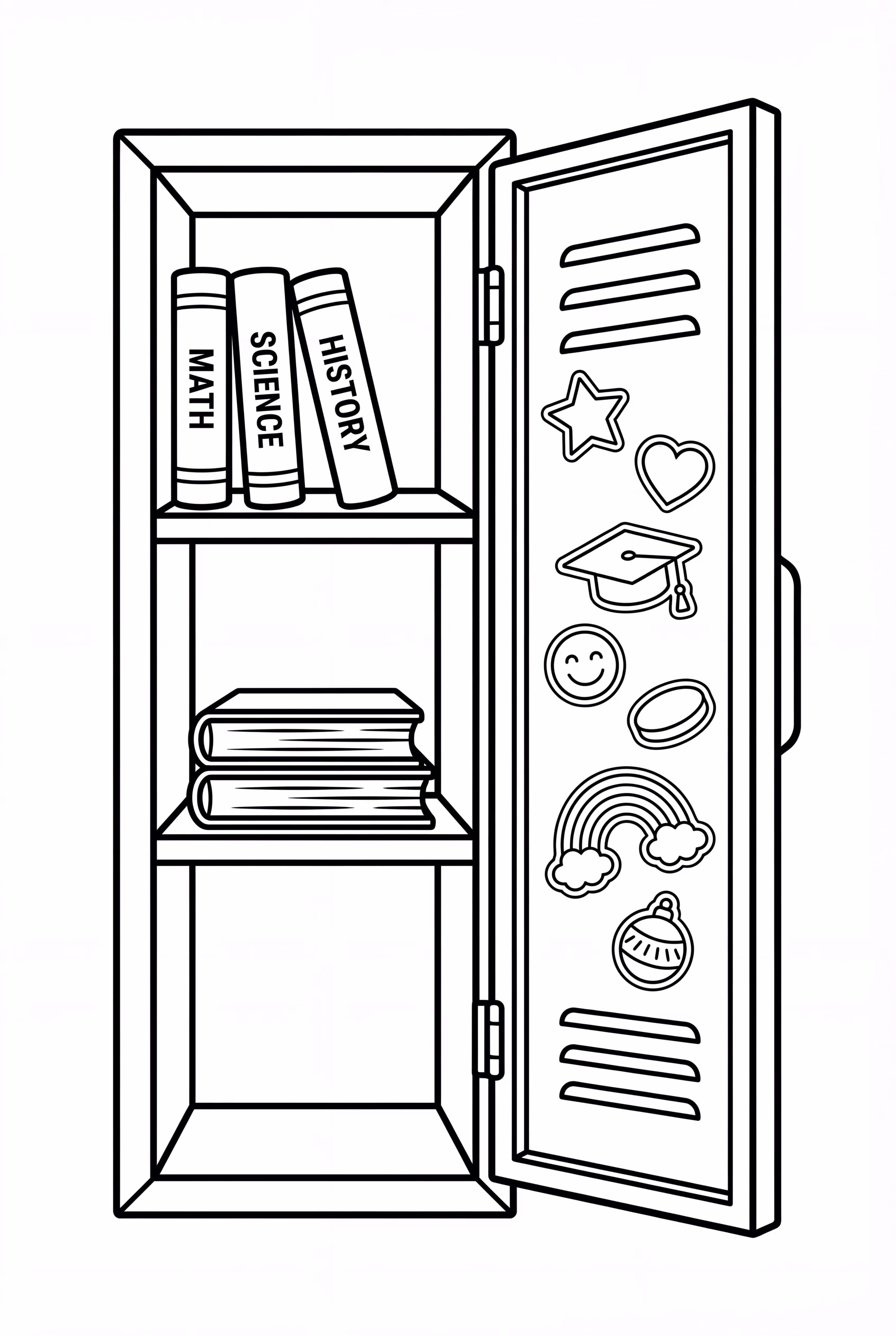 学校最后一天打开的带贴纸的储物柜