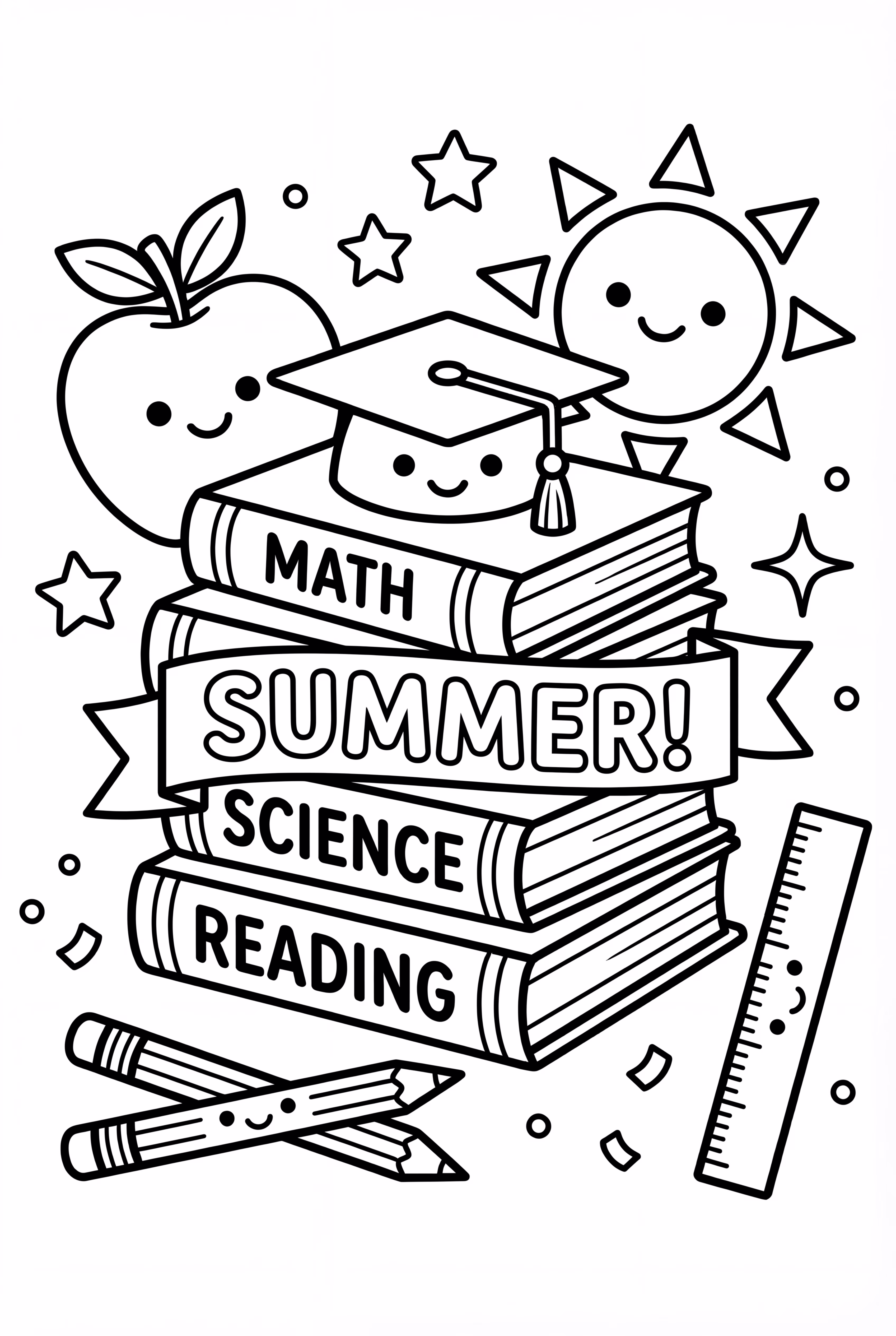 學校最後一天的書本堆疊