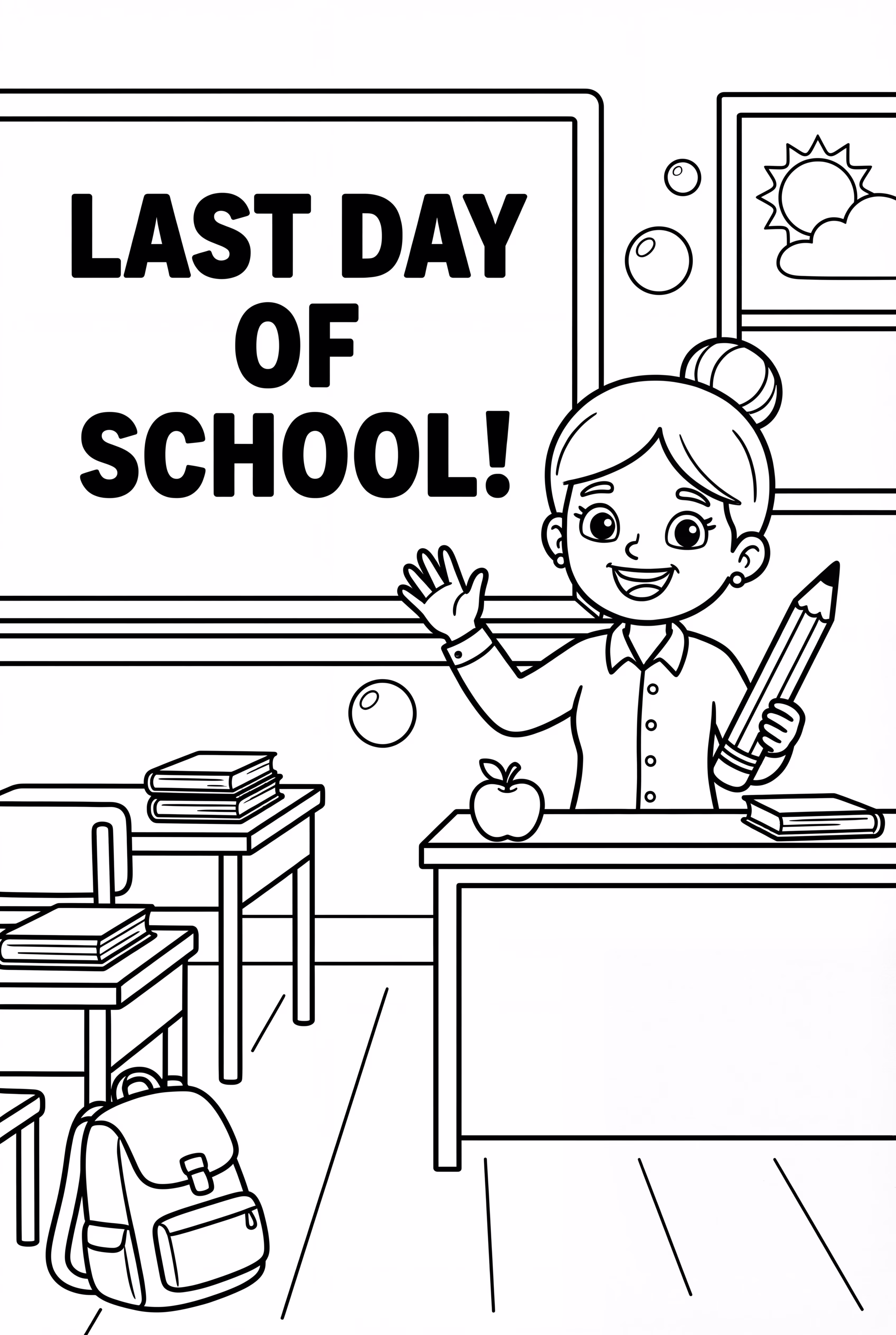 Der letzte Schultag Lehrer winkt zum Abschied