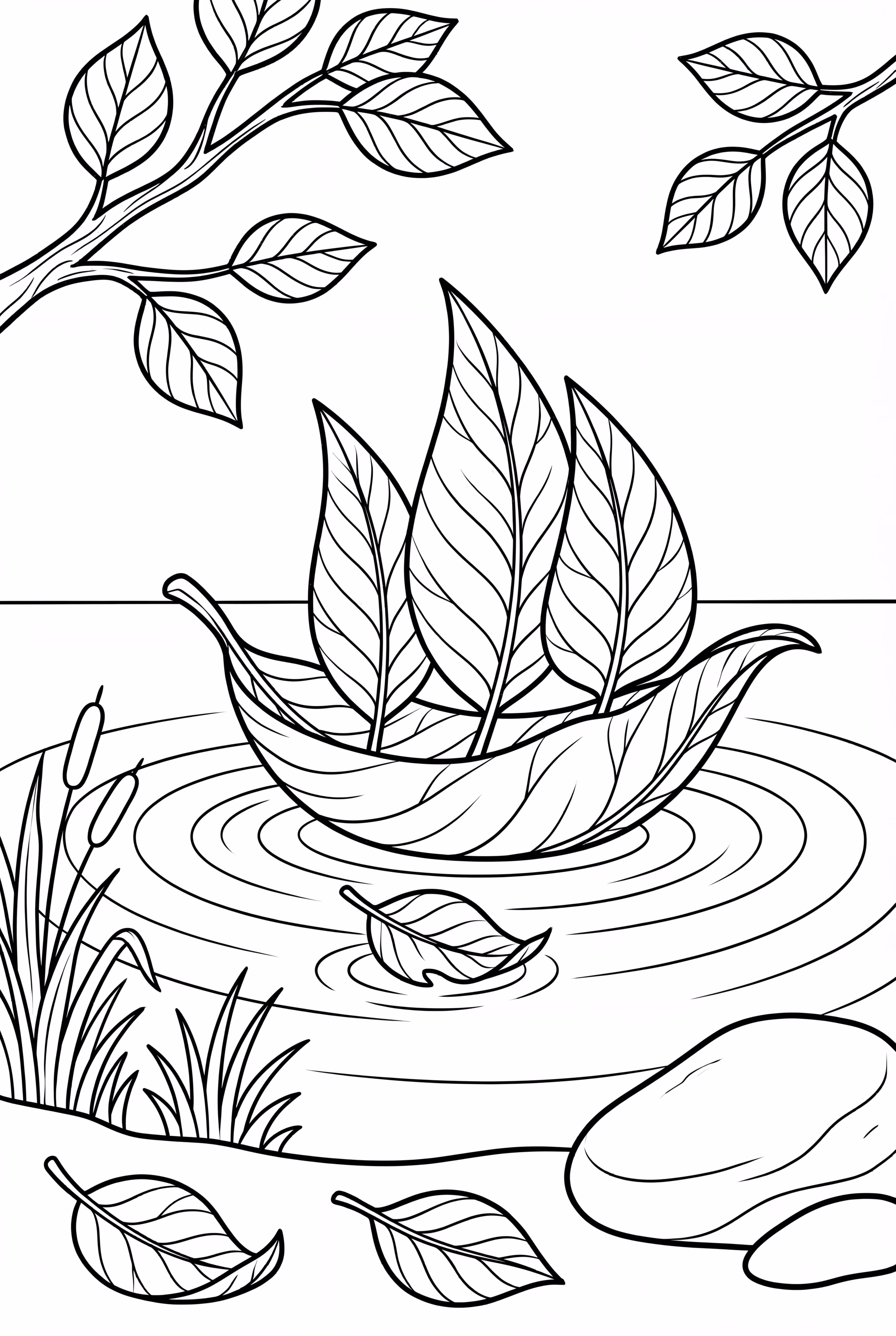 Leaf Boat Floating Stream