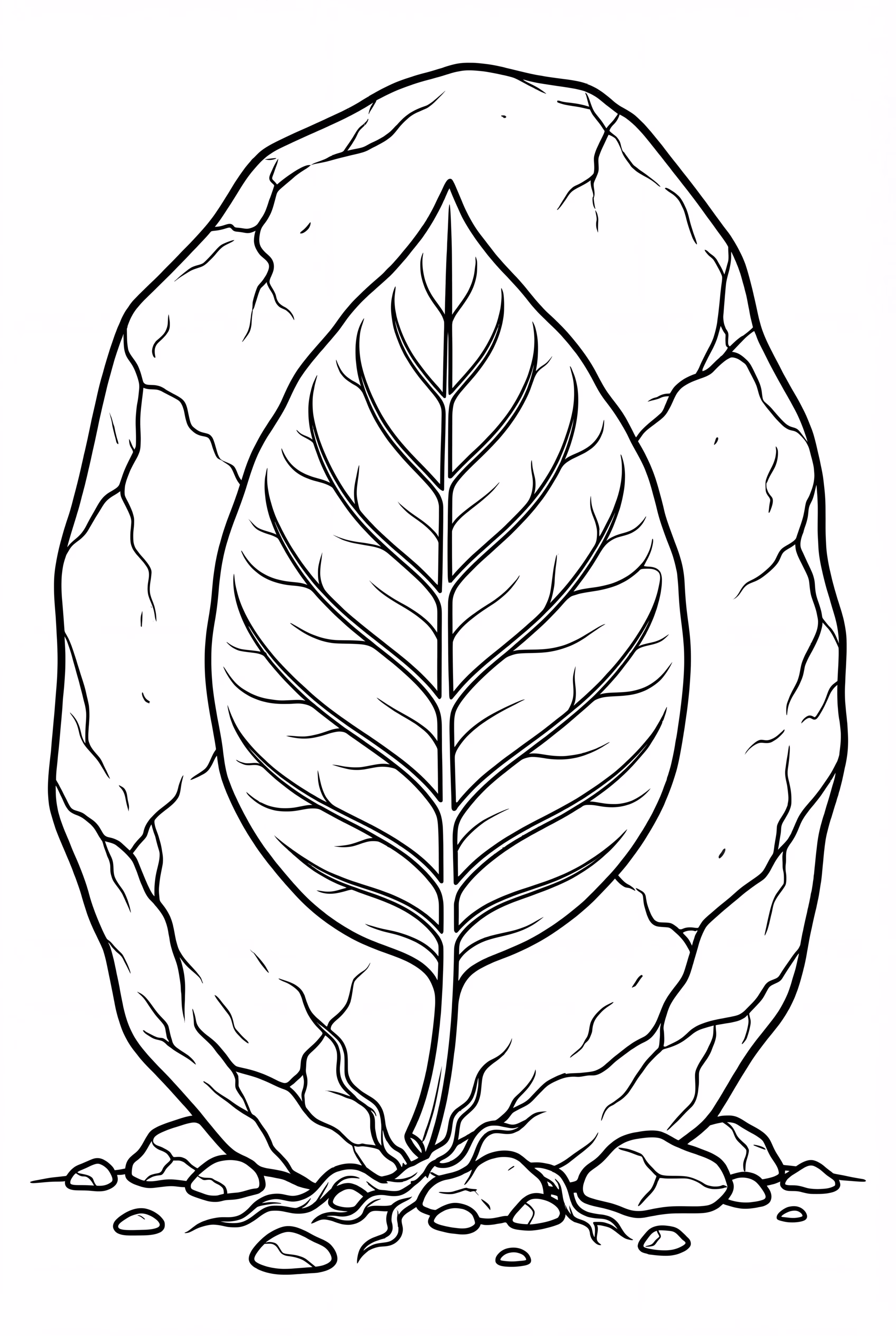 Impressão de Folha em uma Pedra Lisa