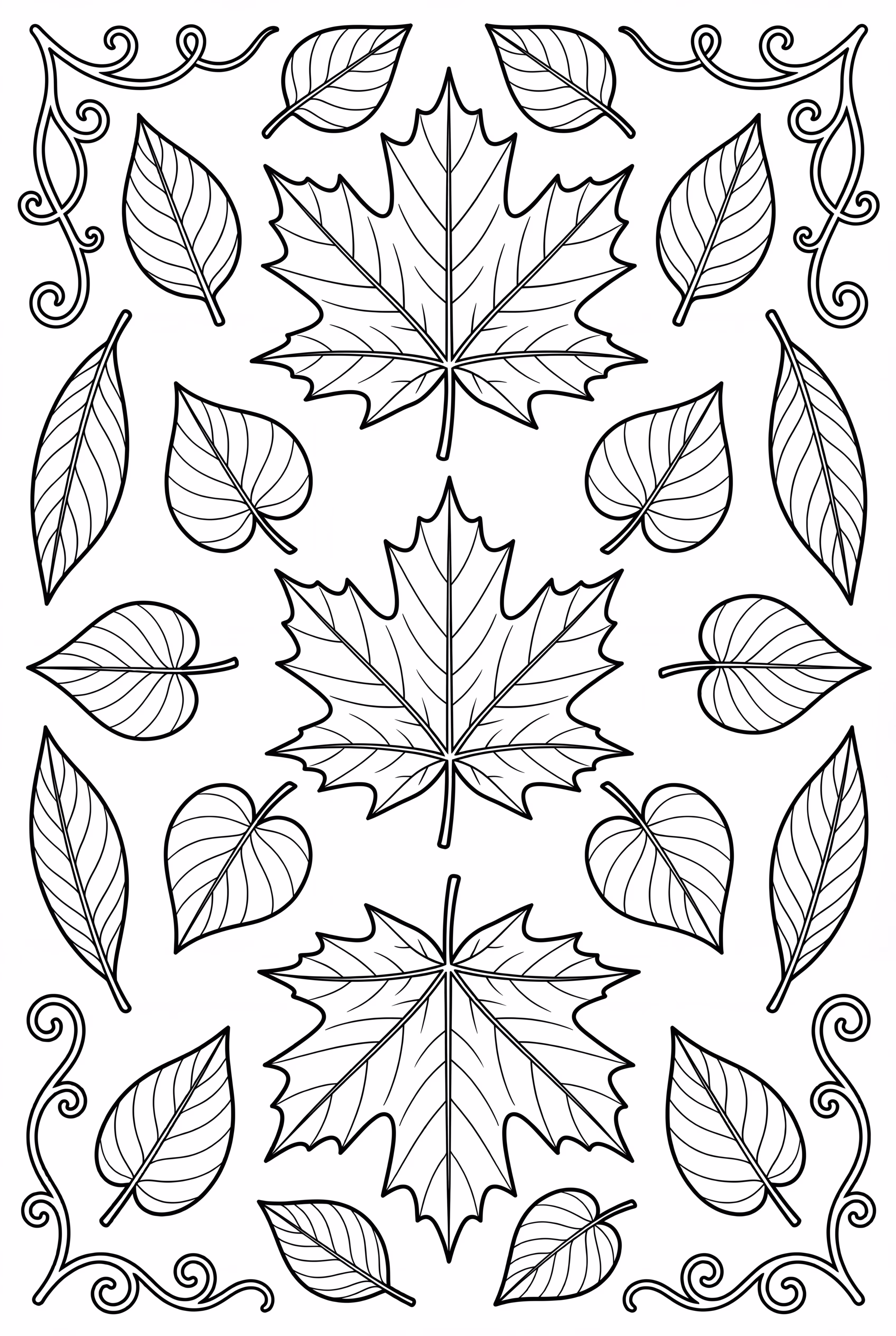 Leaf Pattern with Maple Leaf Shapes
