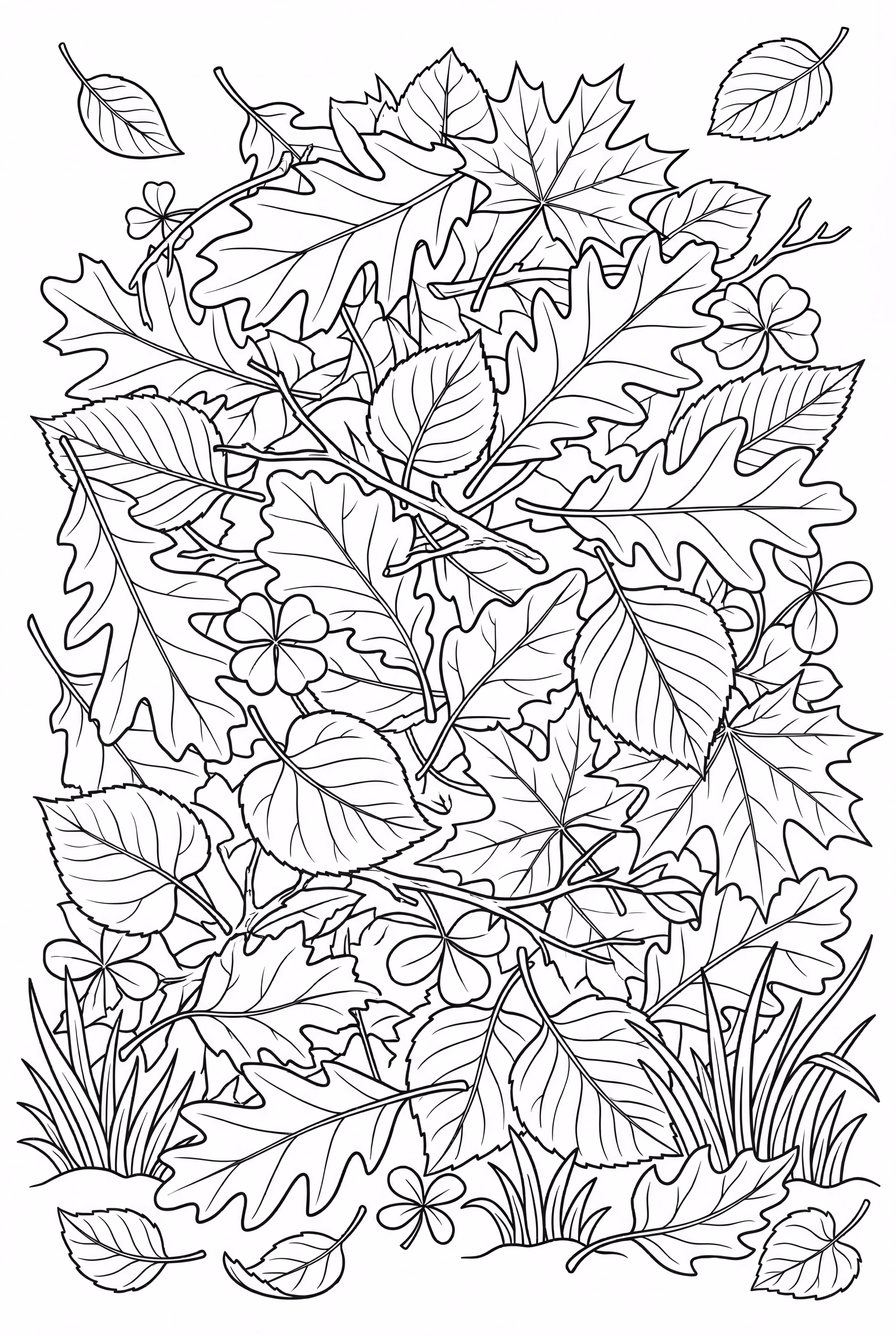 树叶堆里的隐藏四叶草