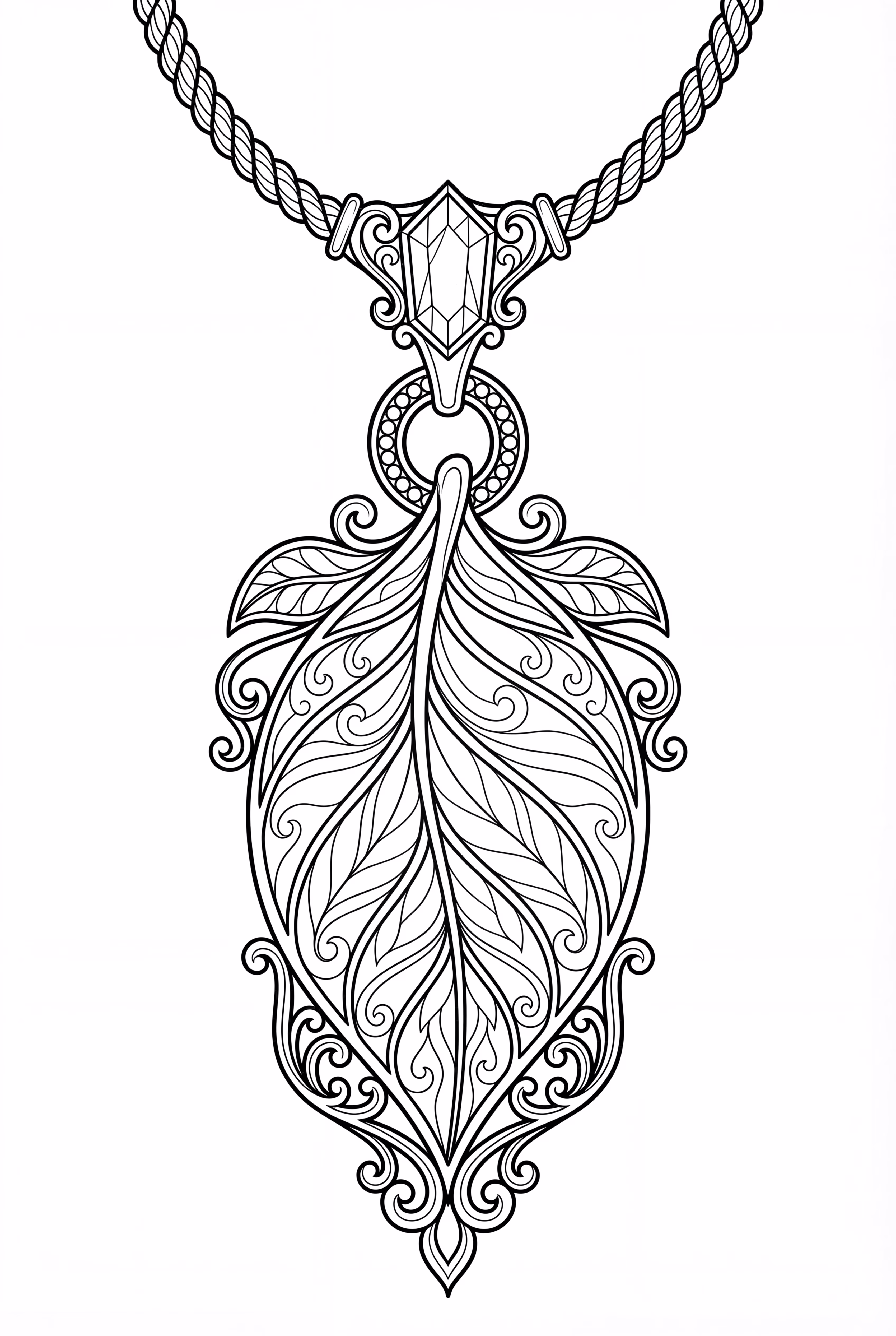 Pendentif en forme de feuille sur un collier