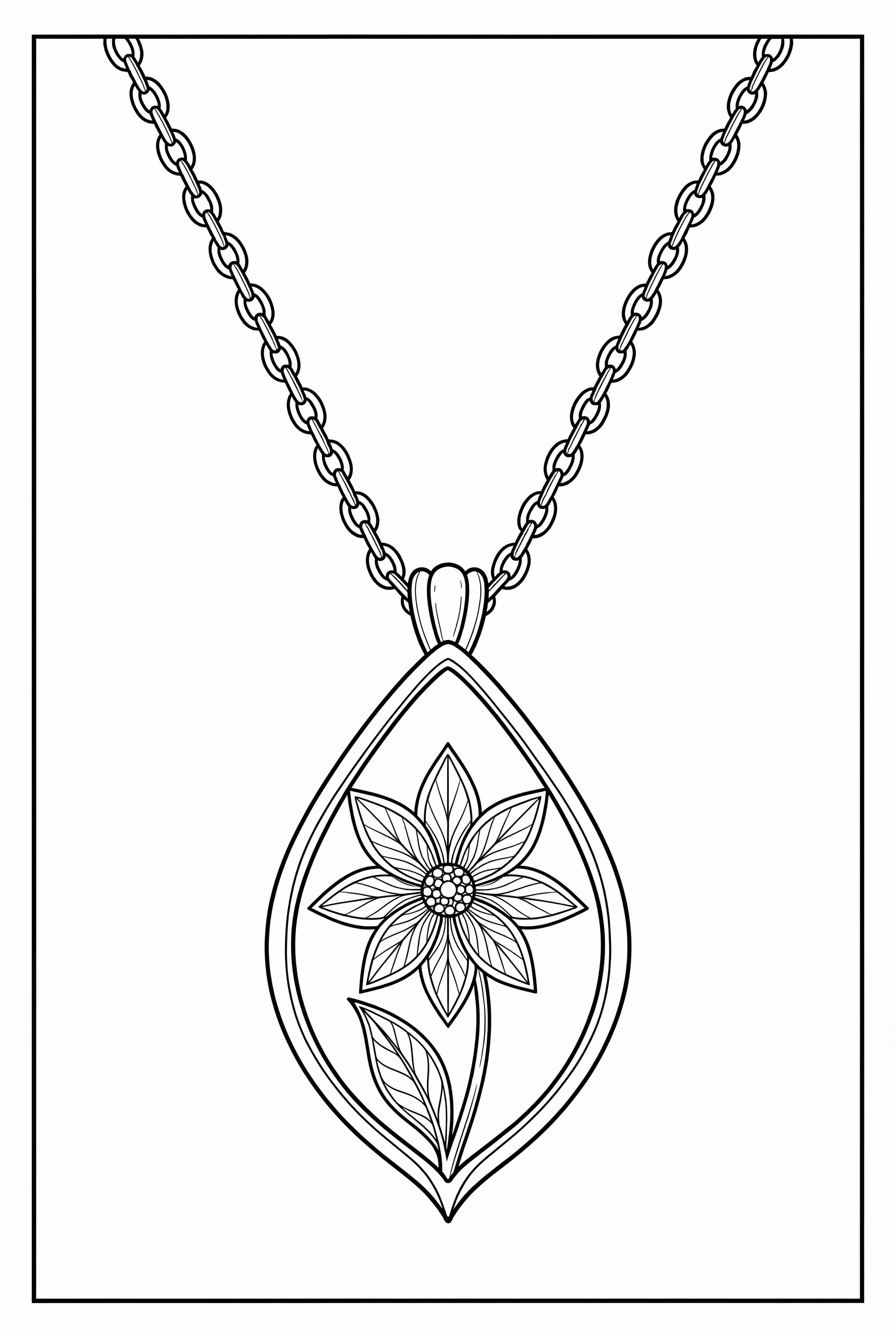 Colgante en forma de hoja en un collar