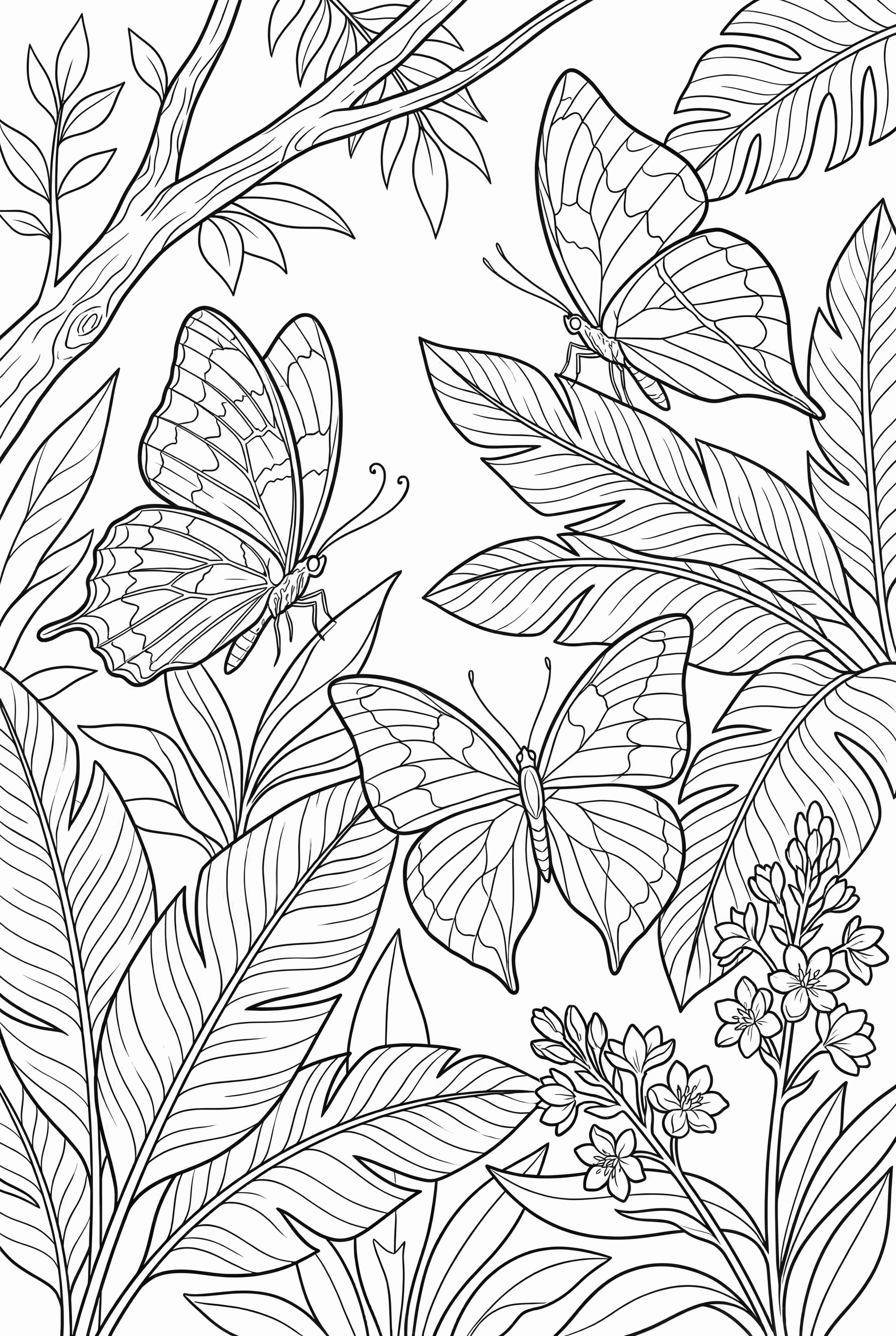 Fondo de hojas con mariposas Leafwing