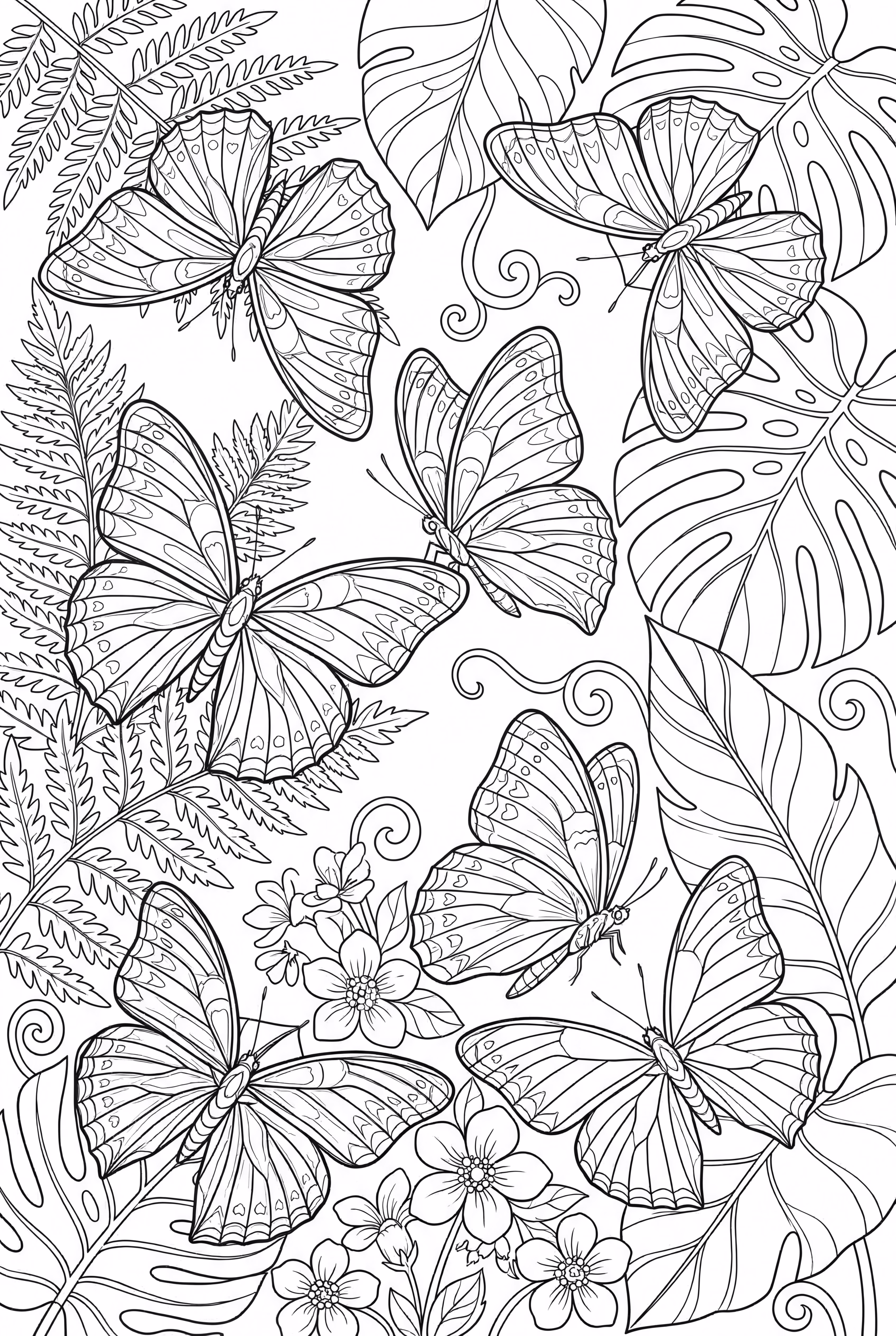 Fond feuillu avec des papillons Leafwing