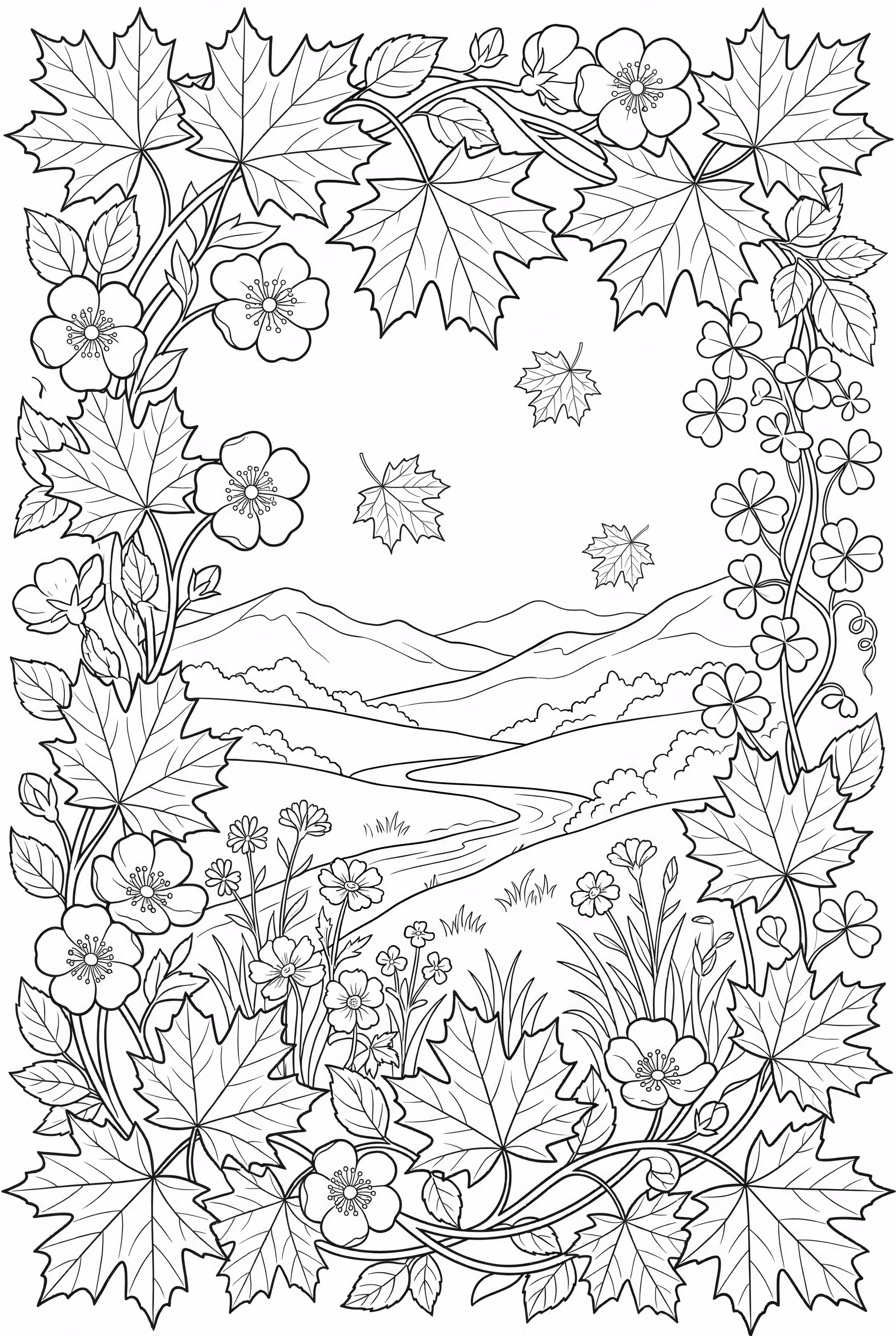 Cadre feuillu avec érable et trèfle-2