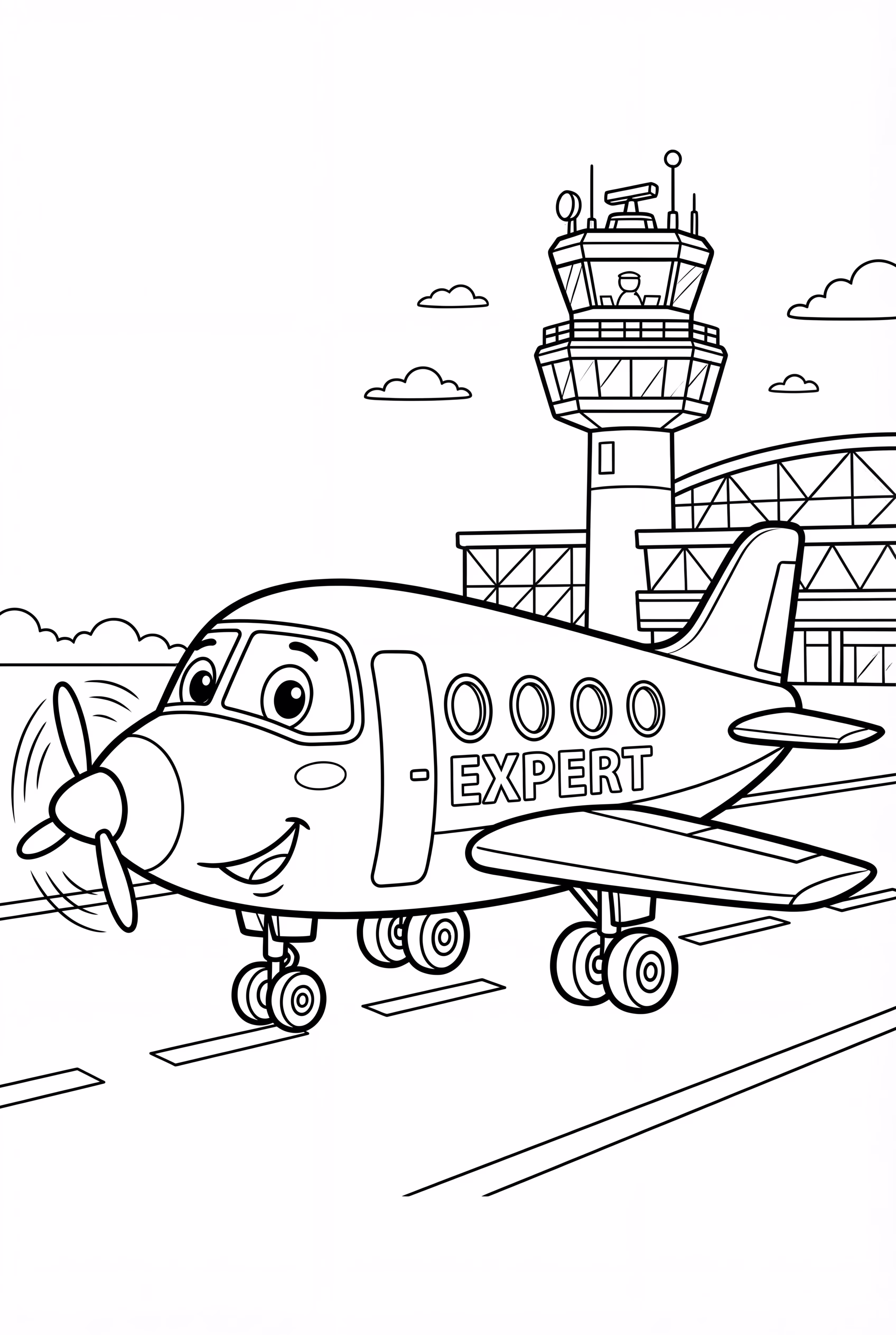 Lego-Flugzeug auf einem Flughafen-Szene