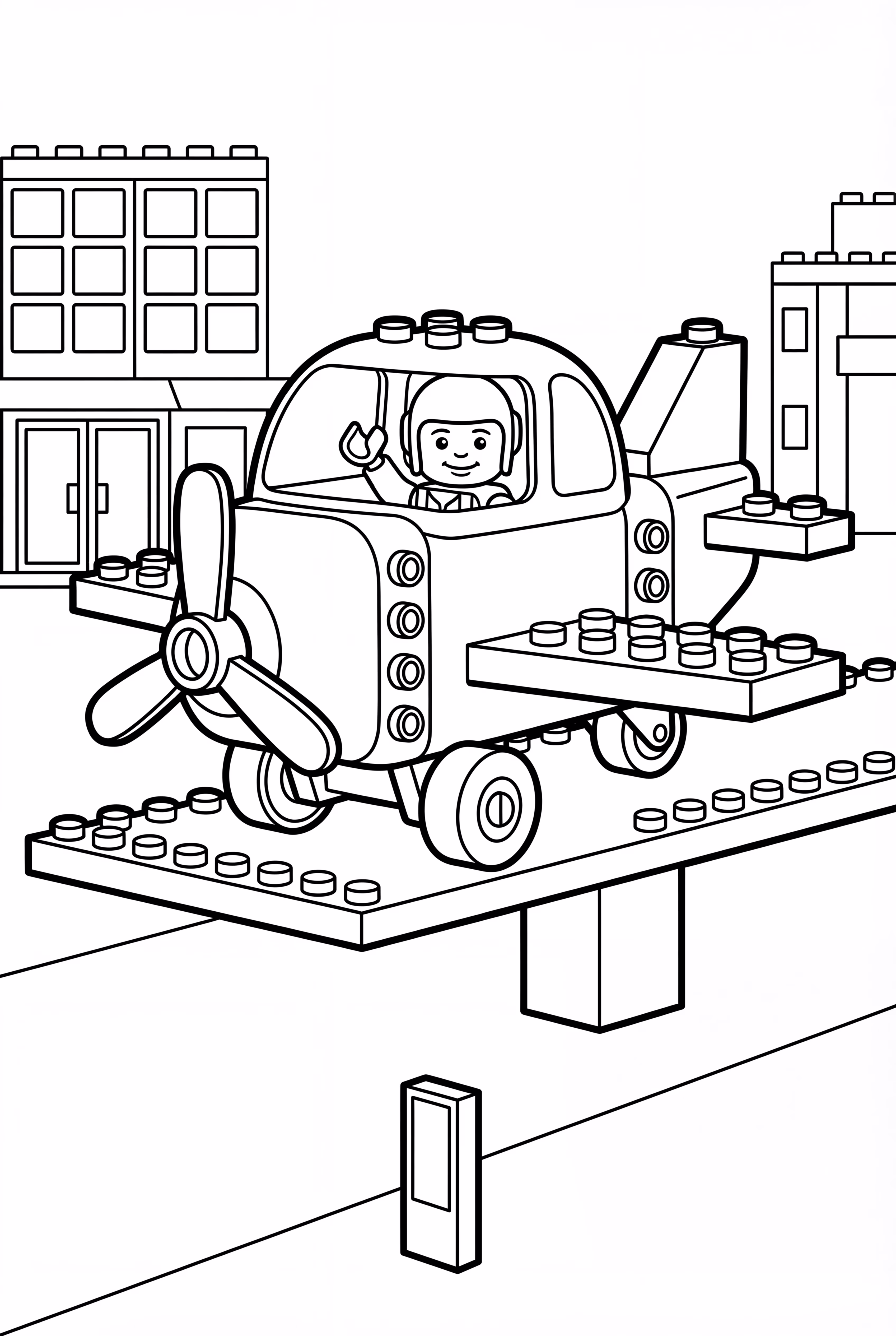 Lego Airplane with Tiny Pilots and Airport Details
