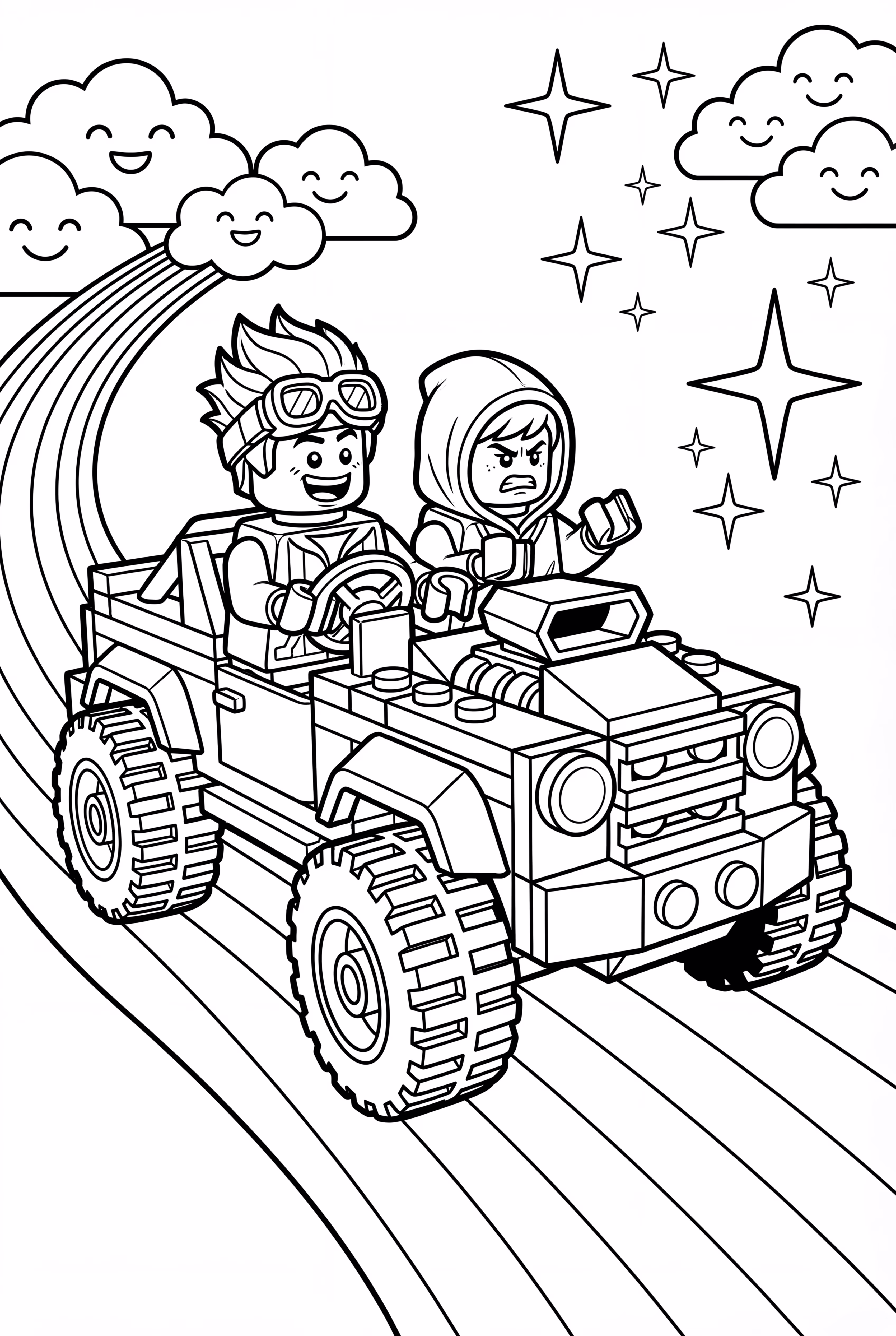 樂高 Fortnite 車輛競速在彩虹路上