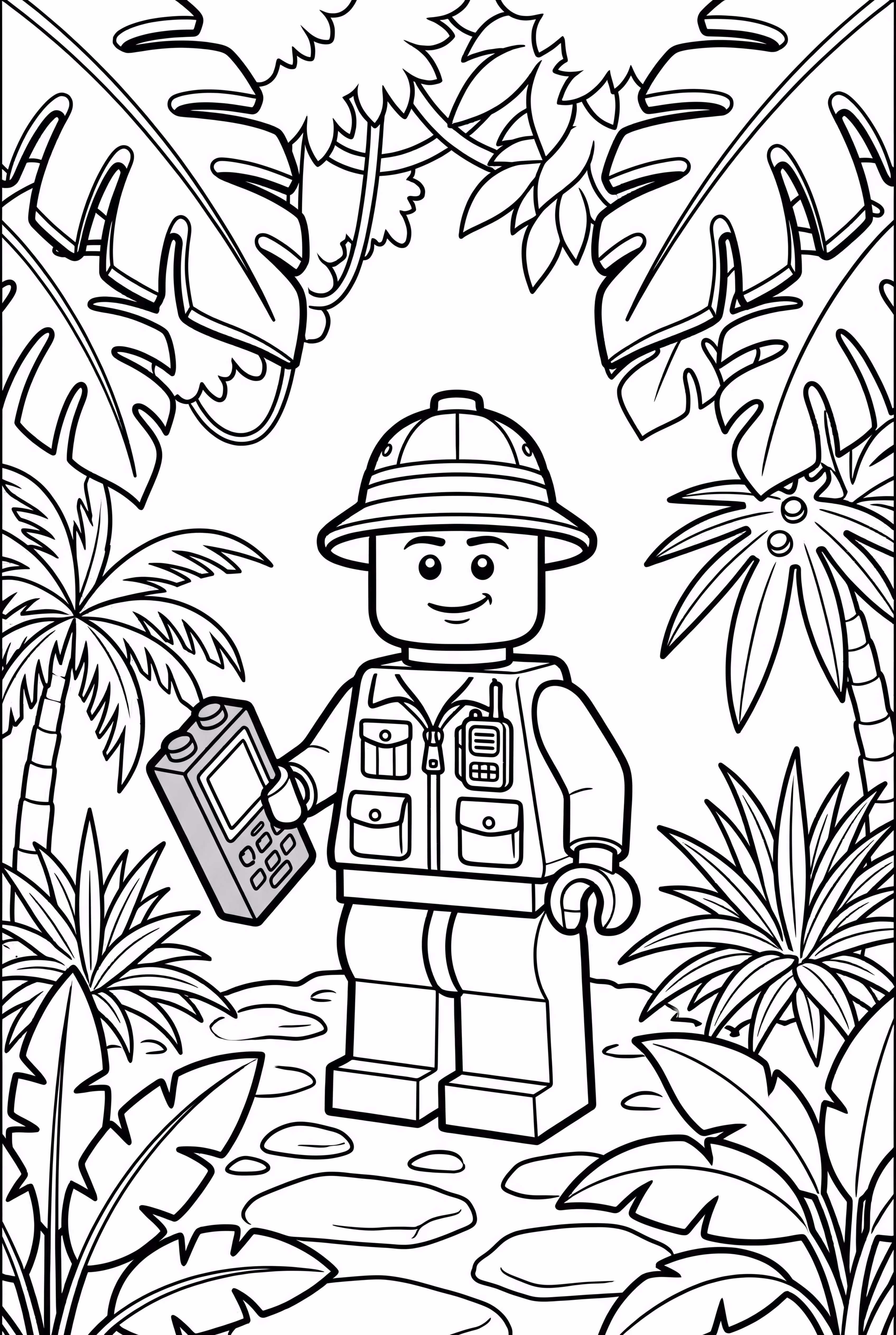 Lego Minifigur erkundet einen Dschungel