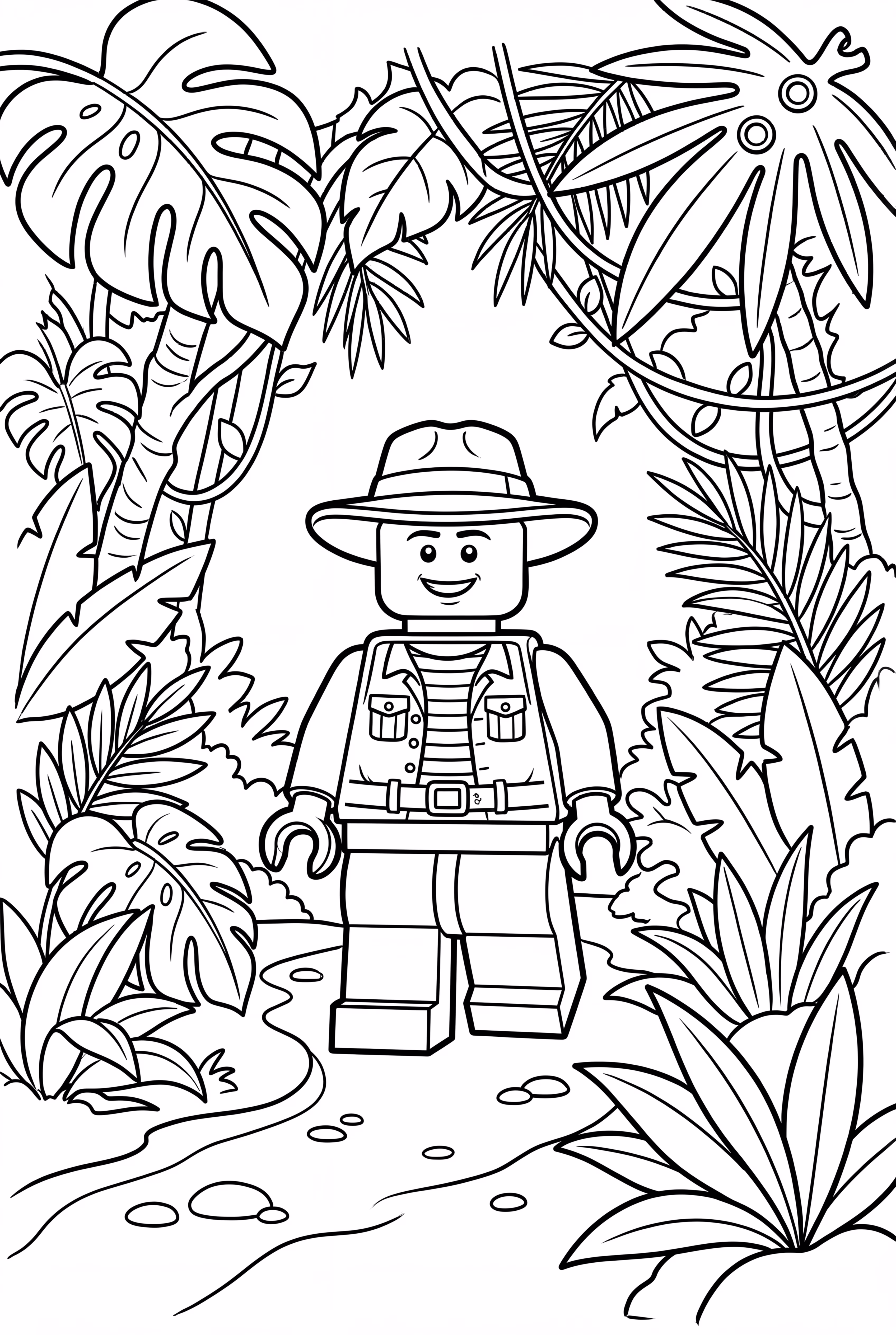 Lego Minifigure Exploring a Jungle