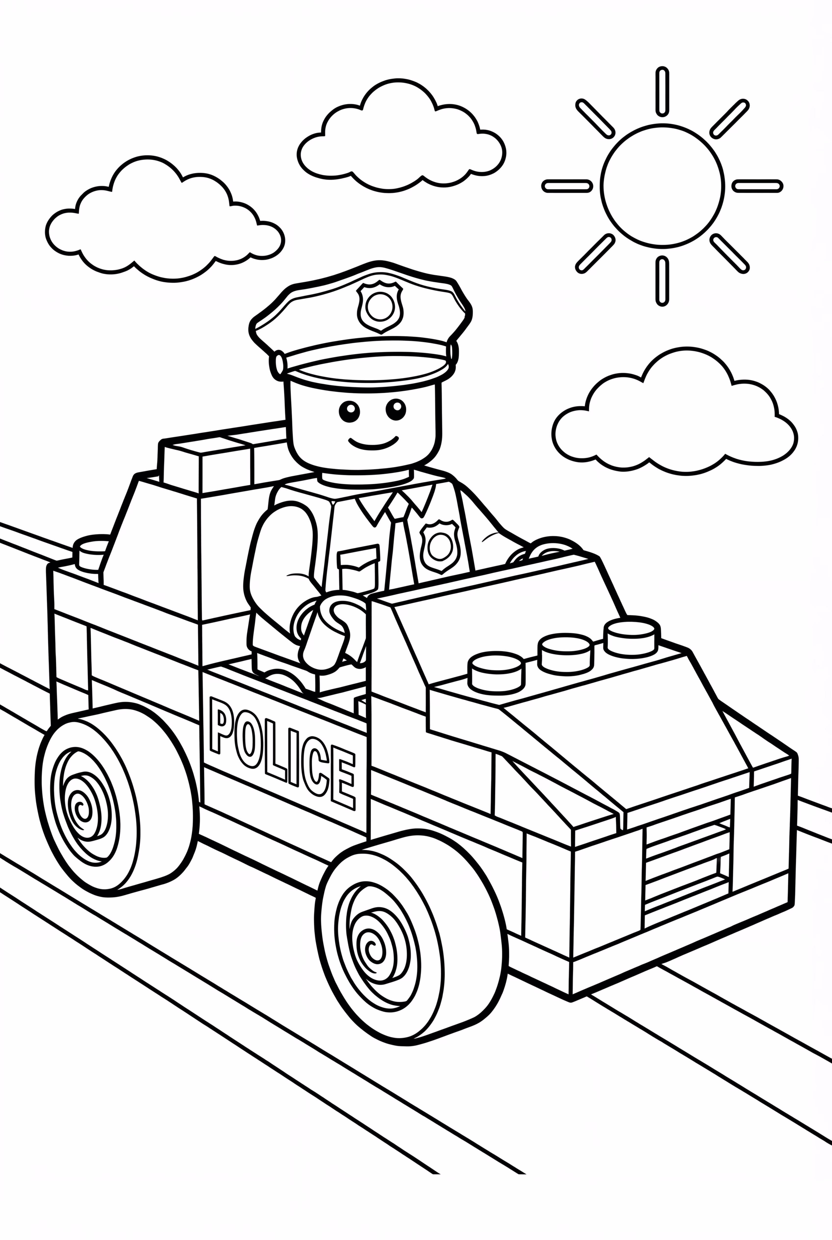Lego Police Officer Driving Car