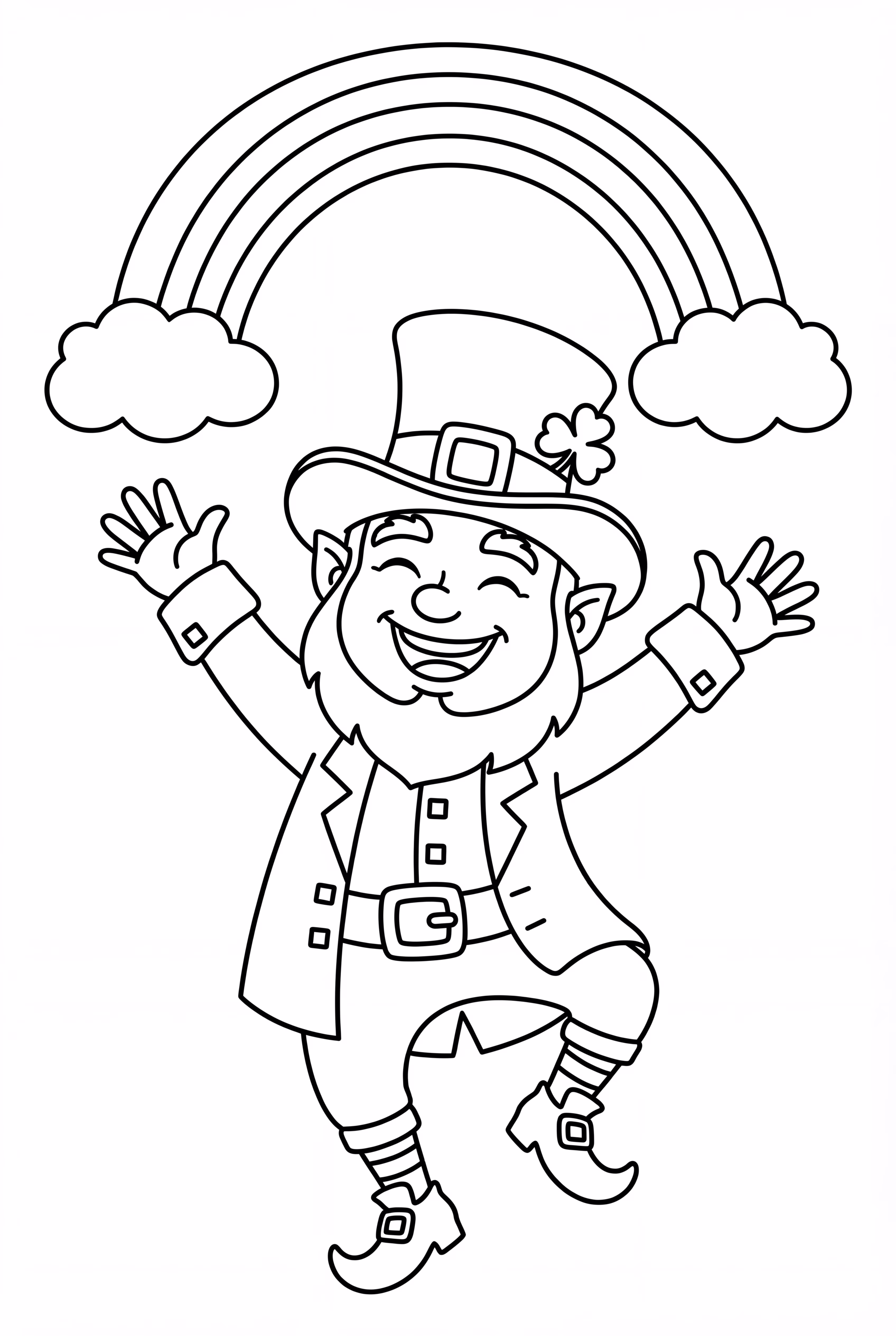 Kobold tanzt unter einem Regenbogen