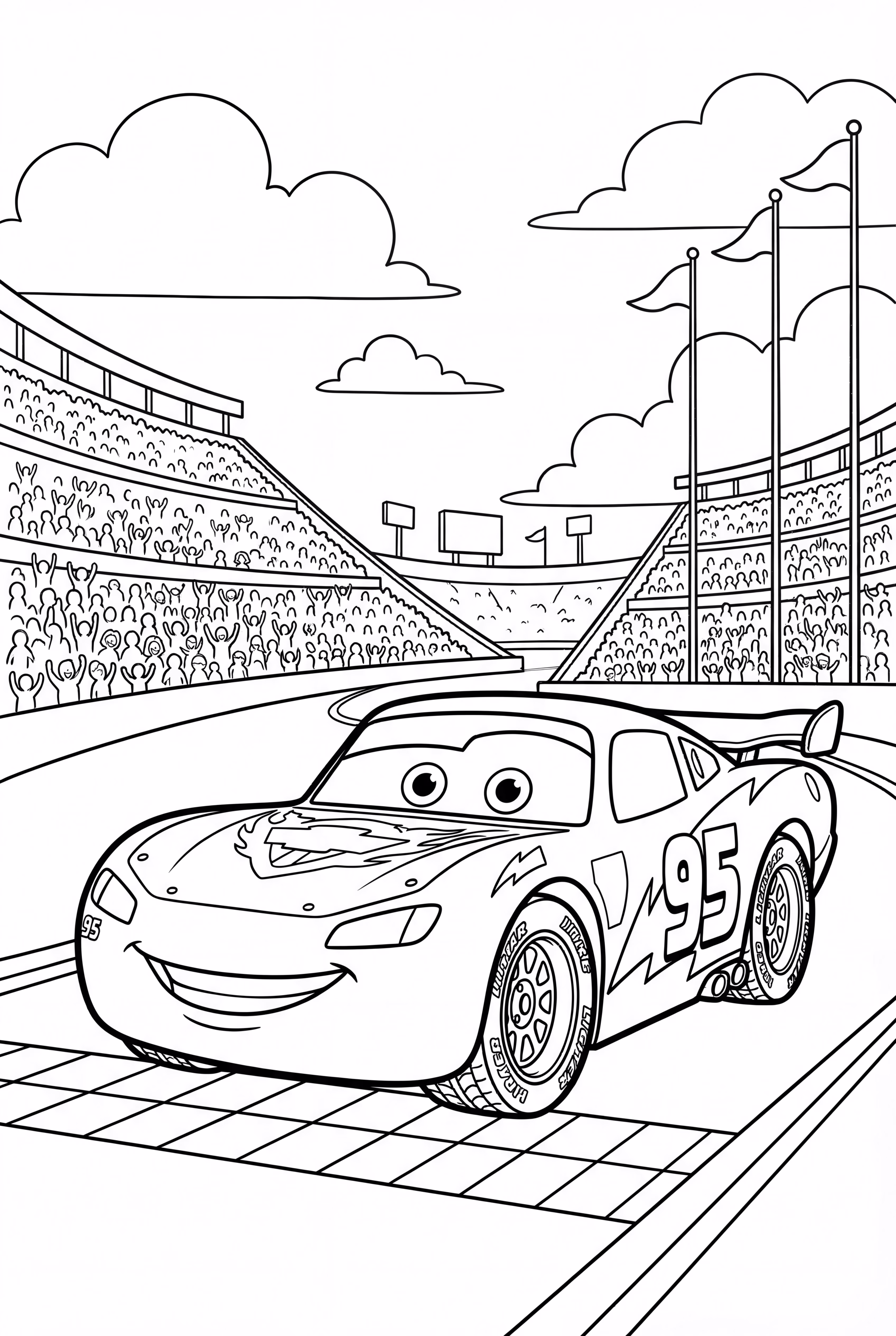 Lightning McQueen Crossing the Finish Line