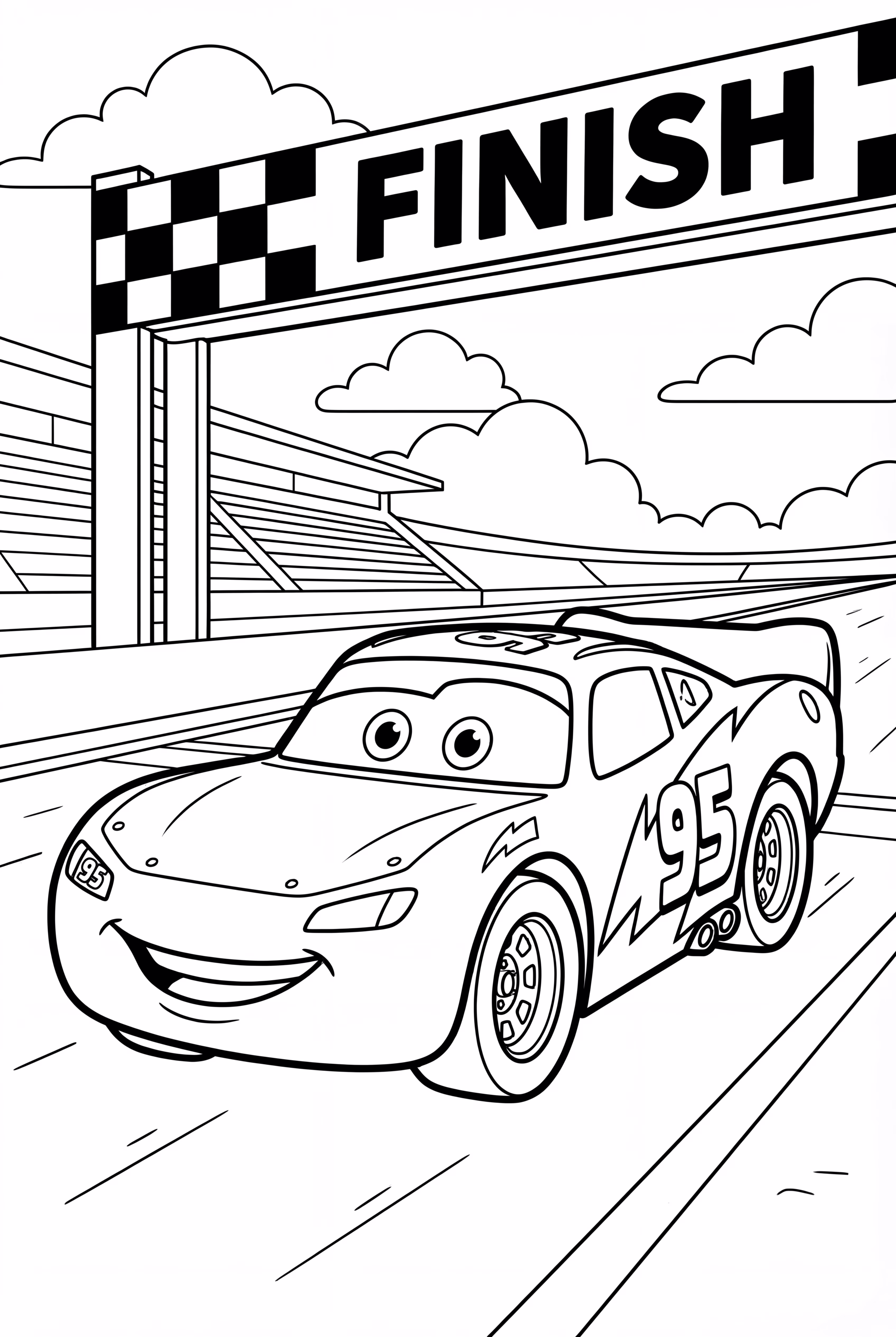 Lightning McQueen Crossing the Finish Line