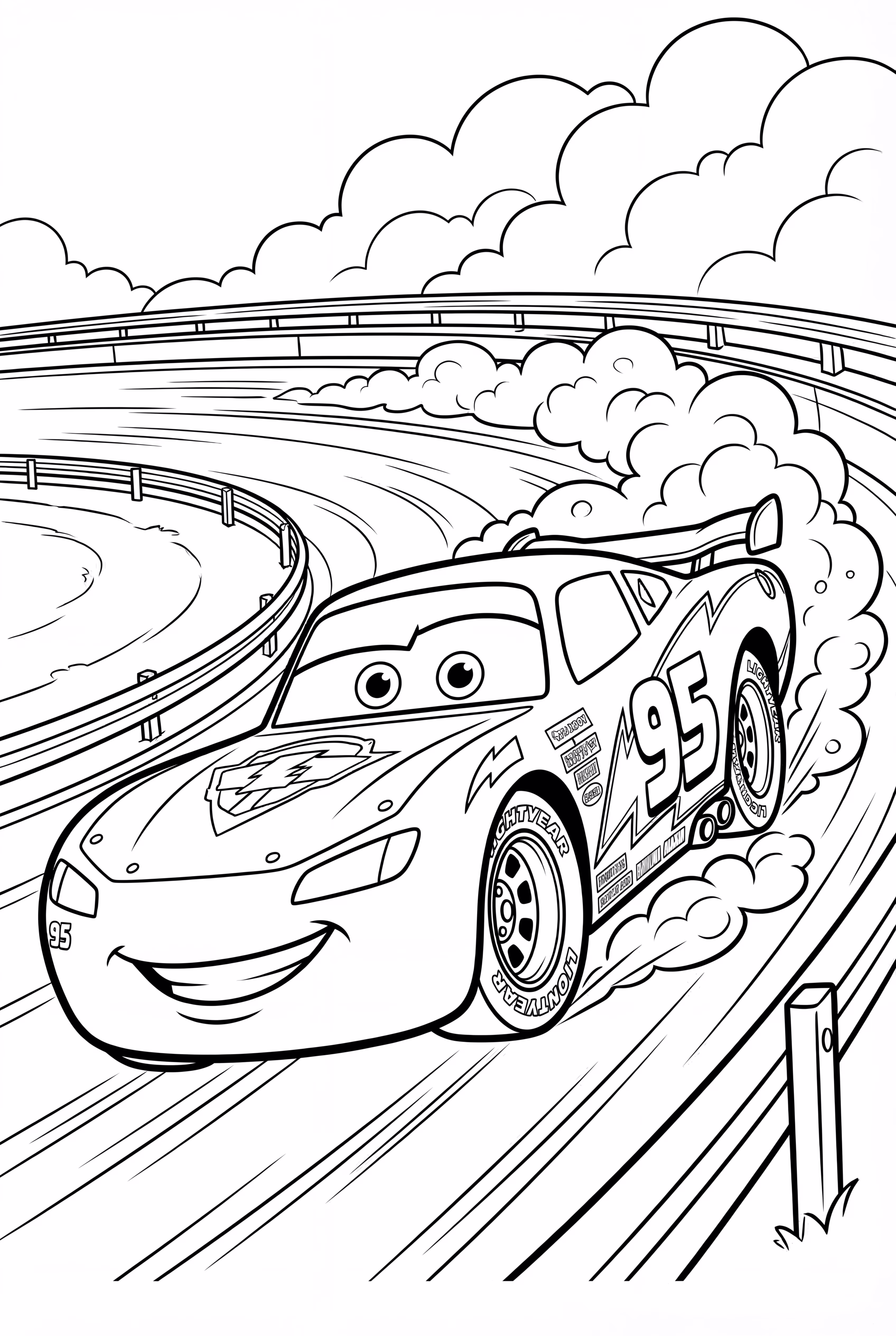 Lightning McQueen Drifting Around a Sharp Turn