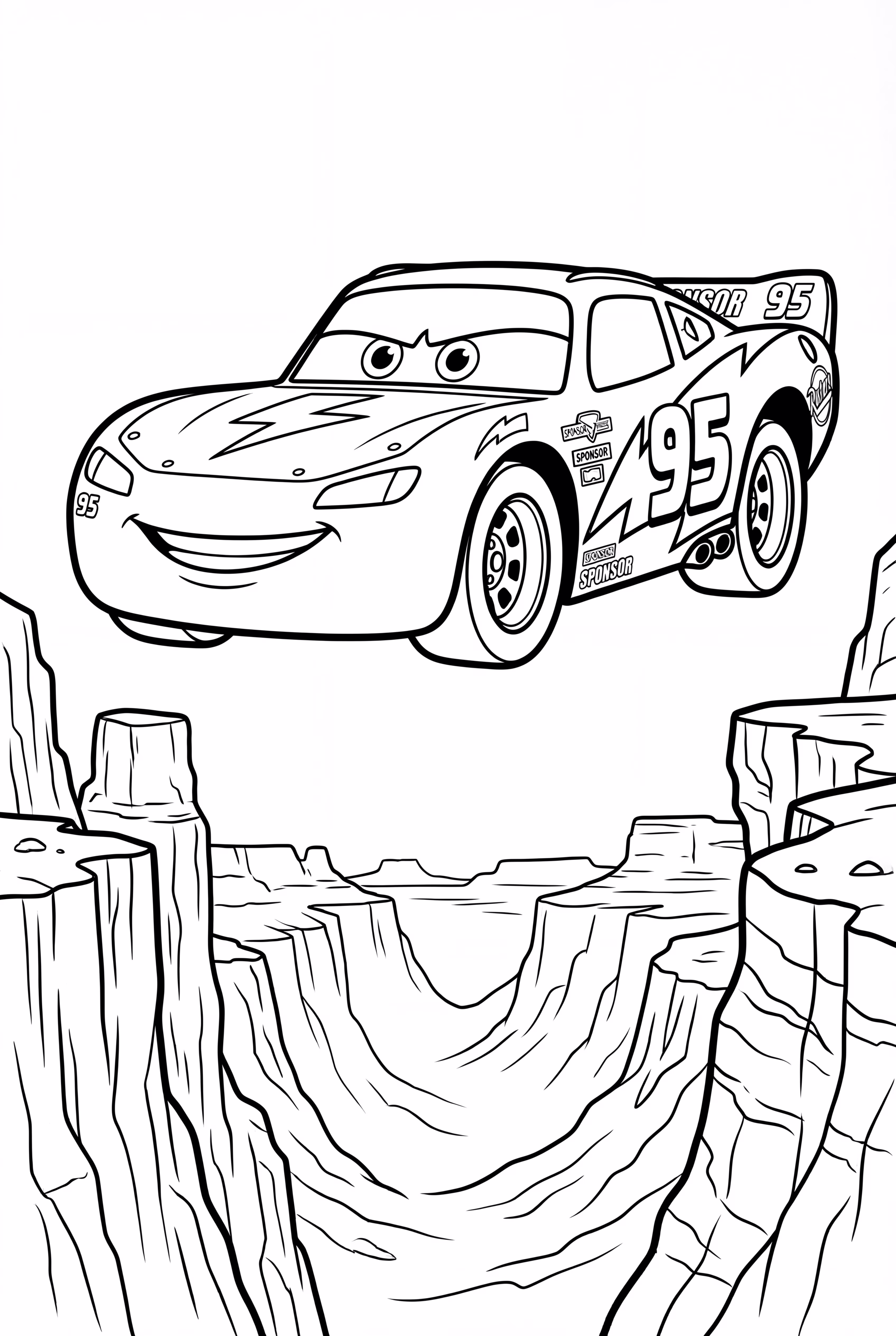 Lightning McQueen Jumping Over a Canyon