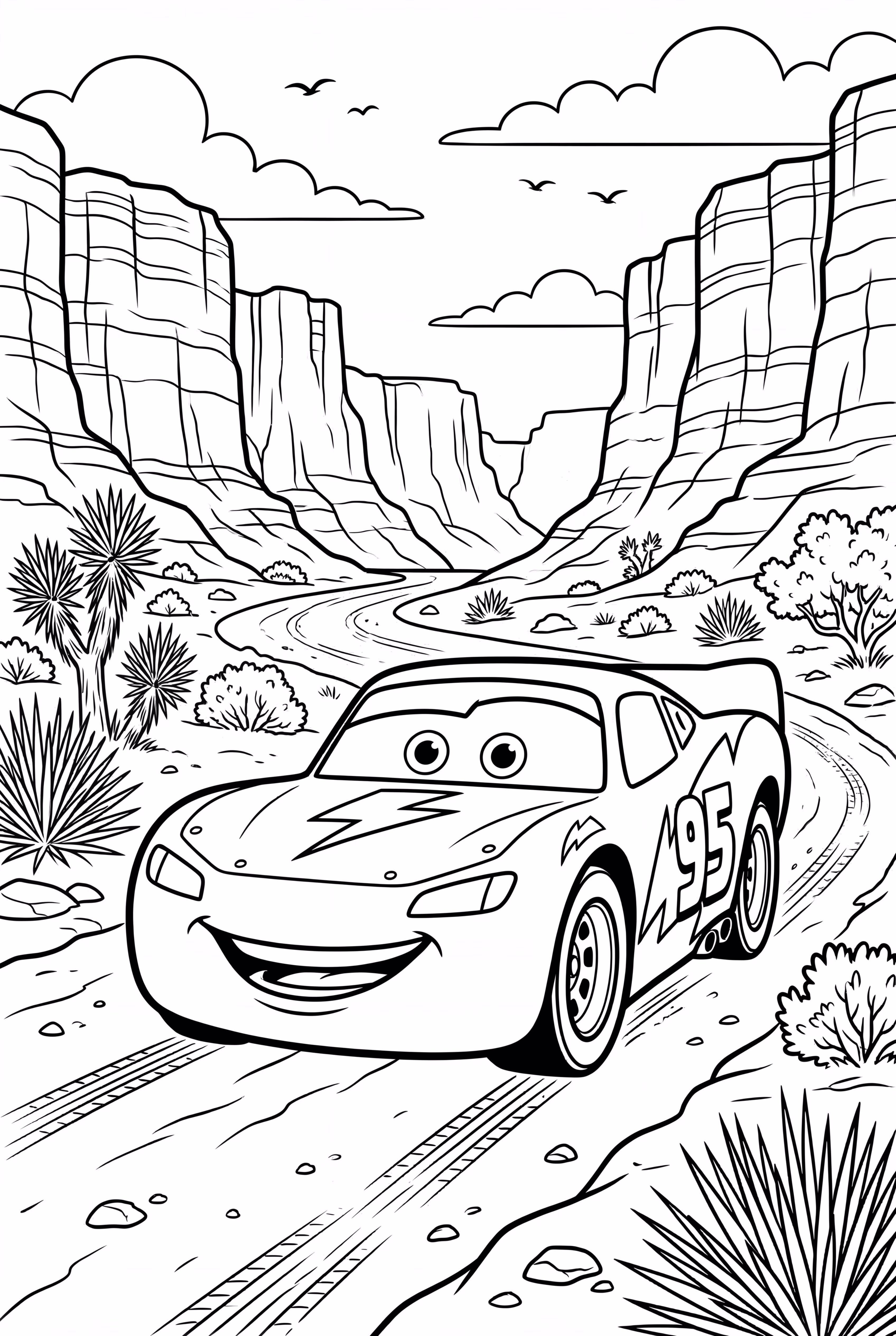 Lightning McQueen Jumping Over a Canyon