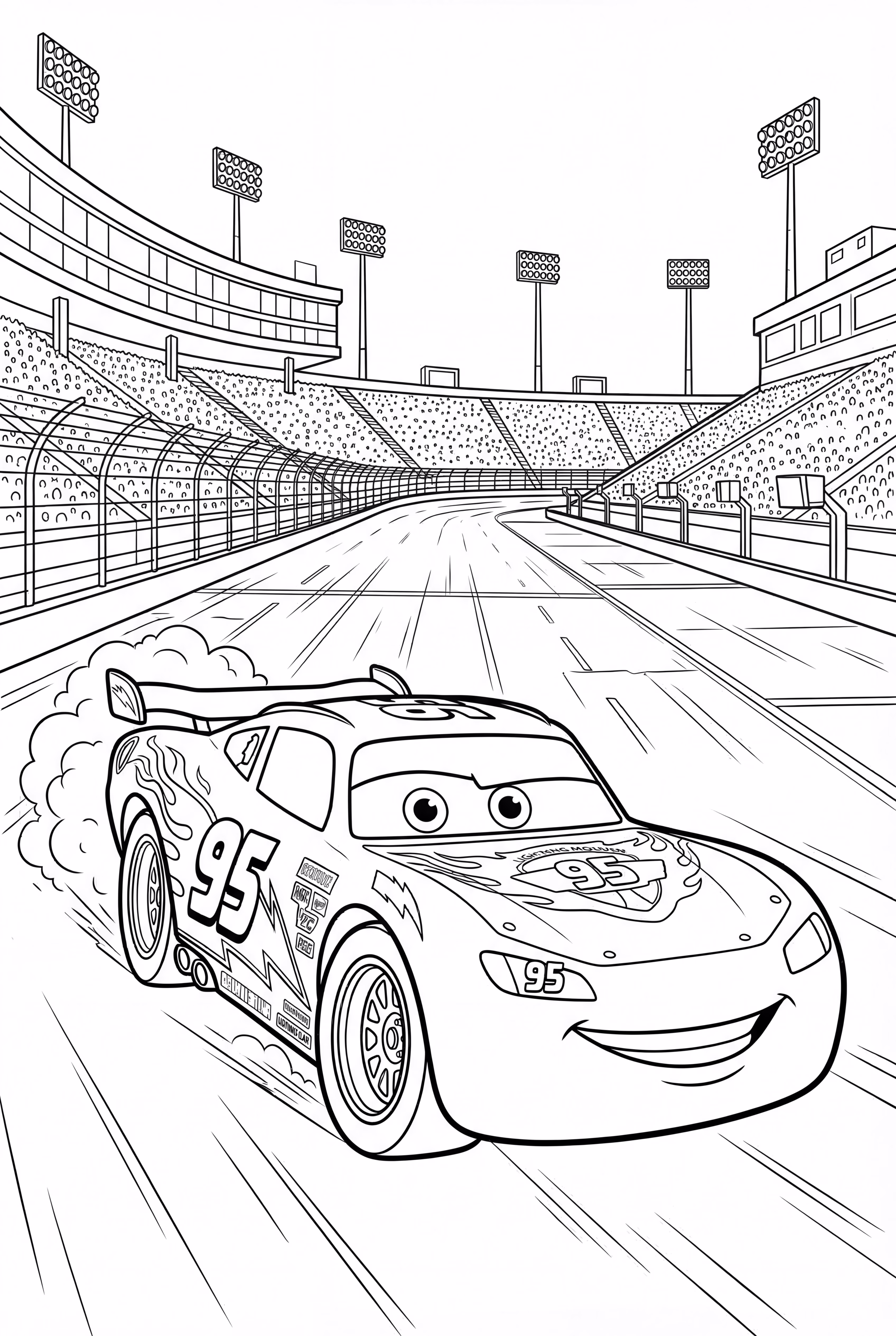 Lightning McQueen Practicing on a Race Track