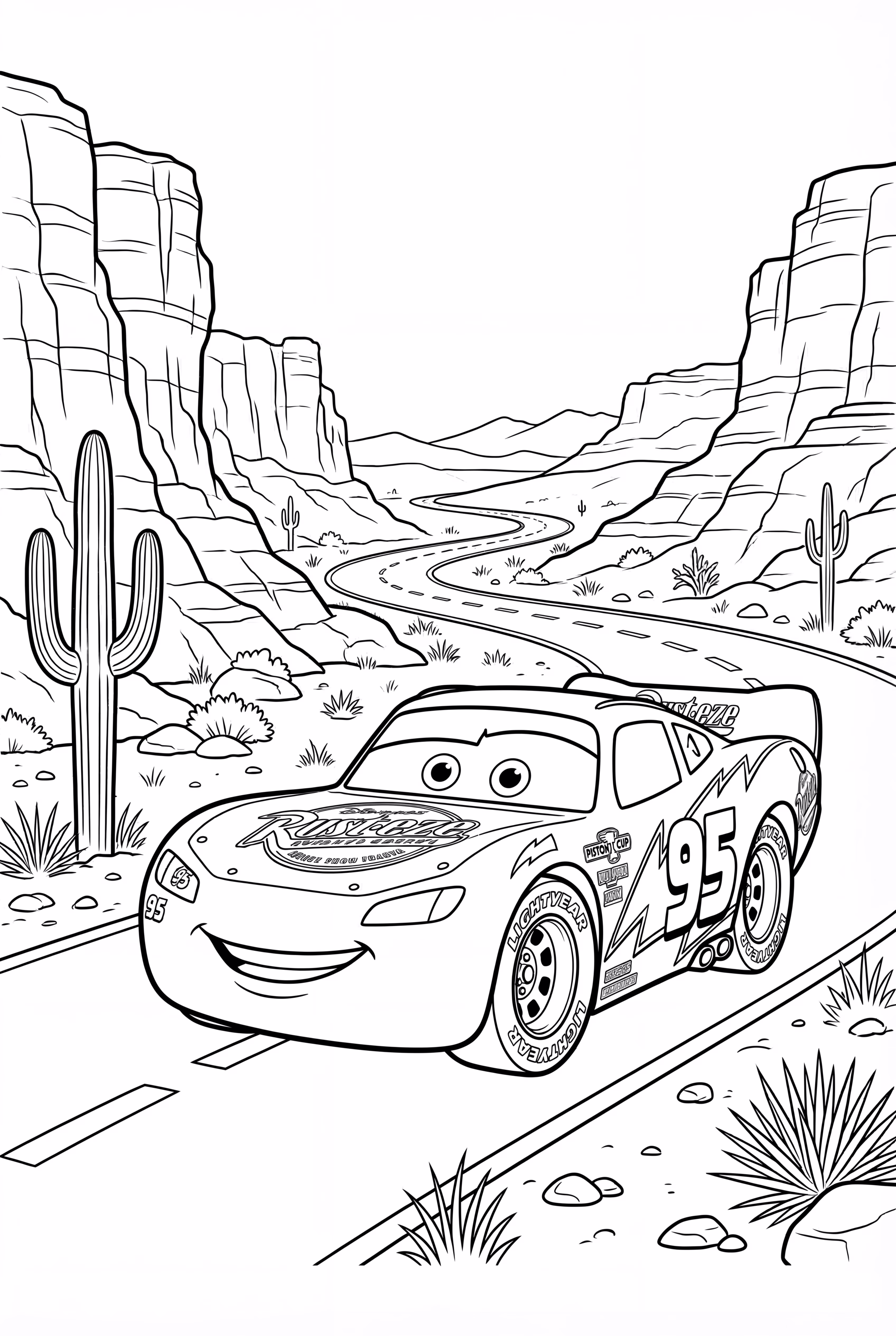 Lightning McQueen Racing on a Desert Track