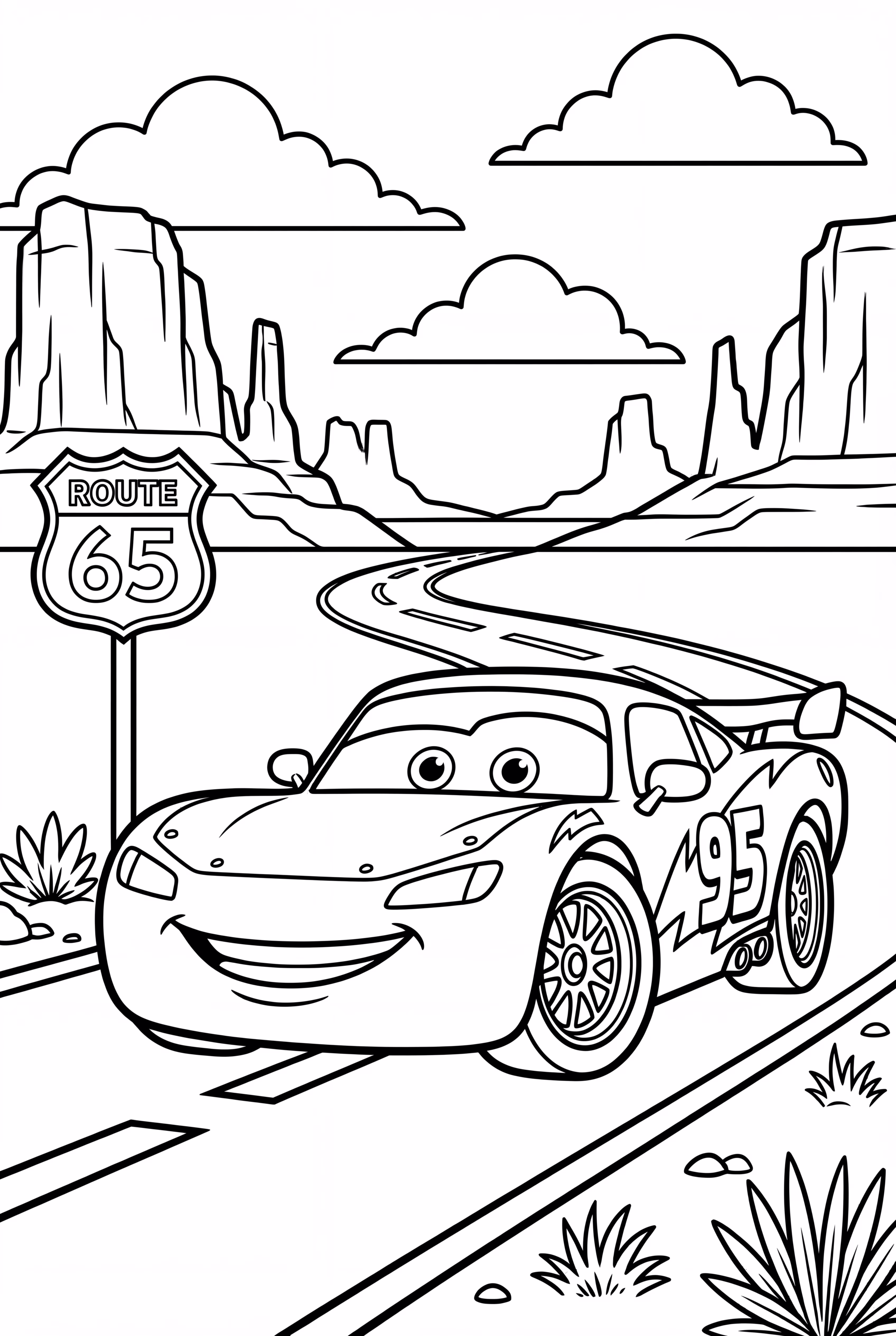 Lightning McQueen Watching a Sunset on Route 66