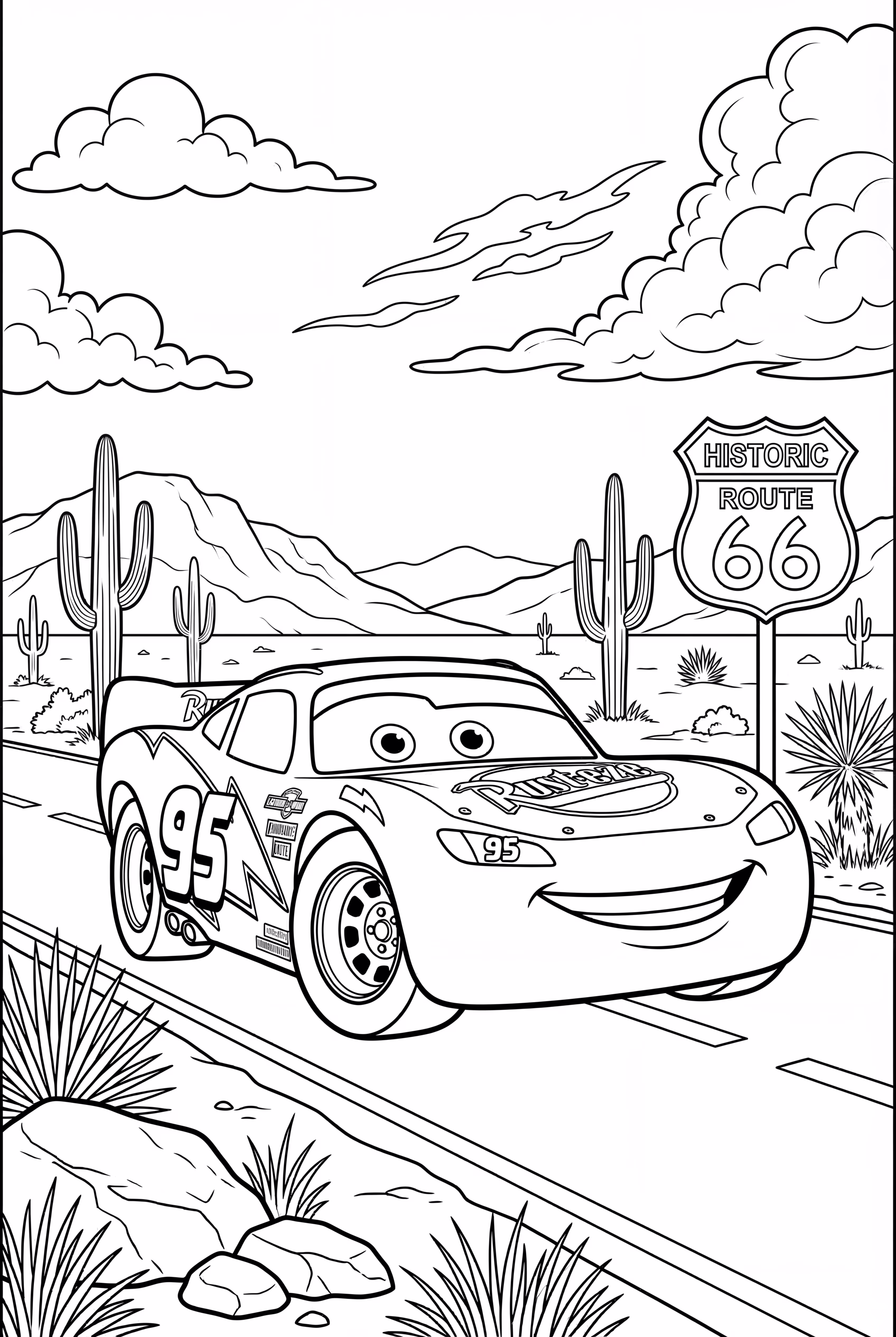 Lightning McQueen Watching a Sunset on Route 66