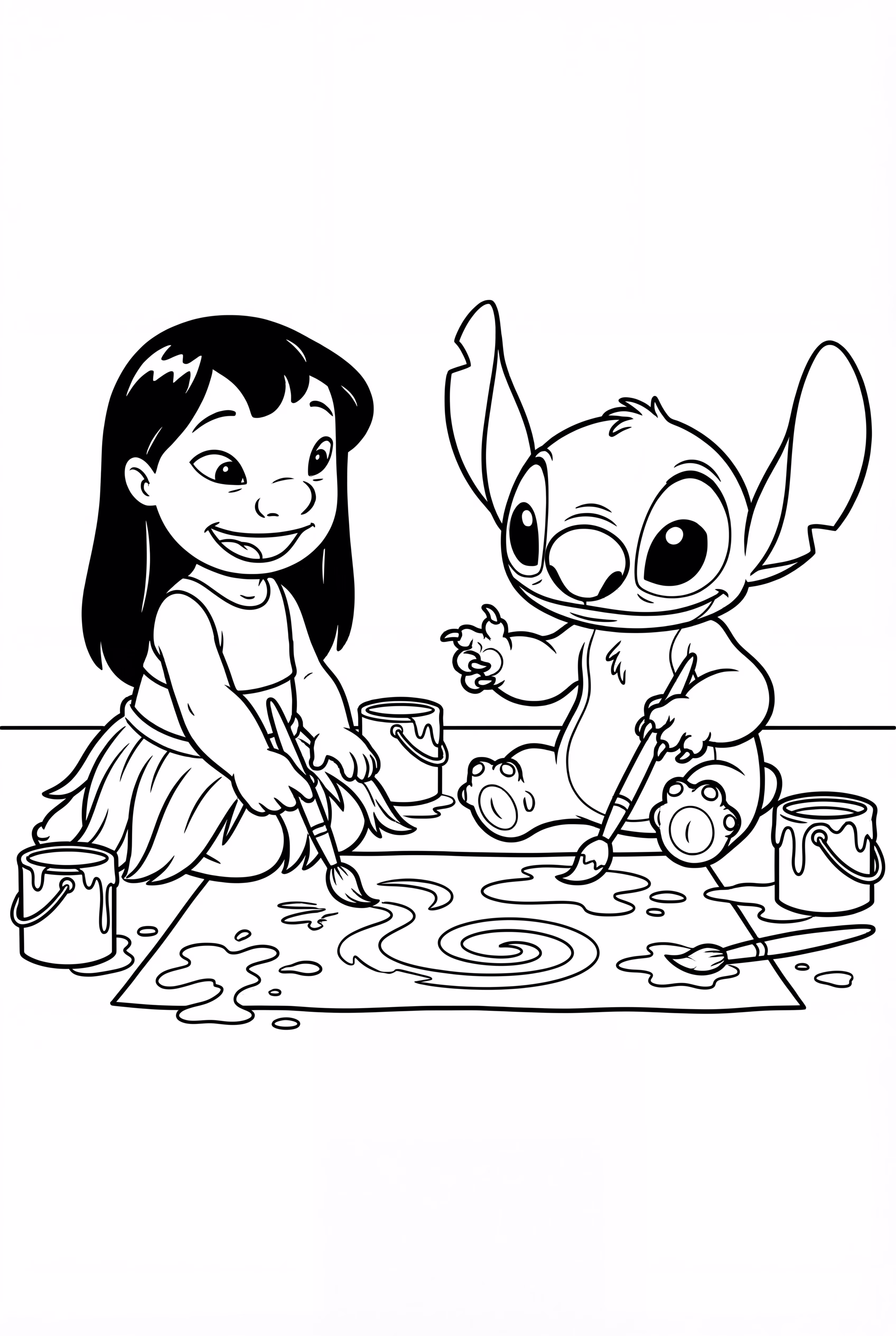 リロとスティッチの絵を描く