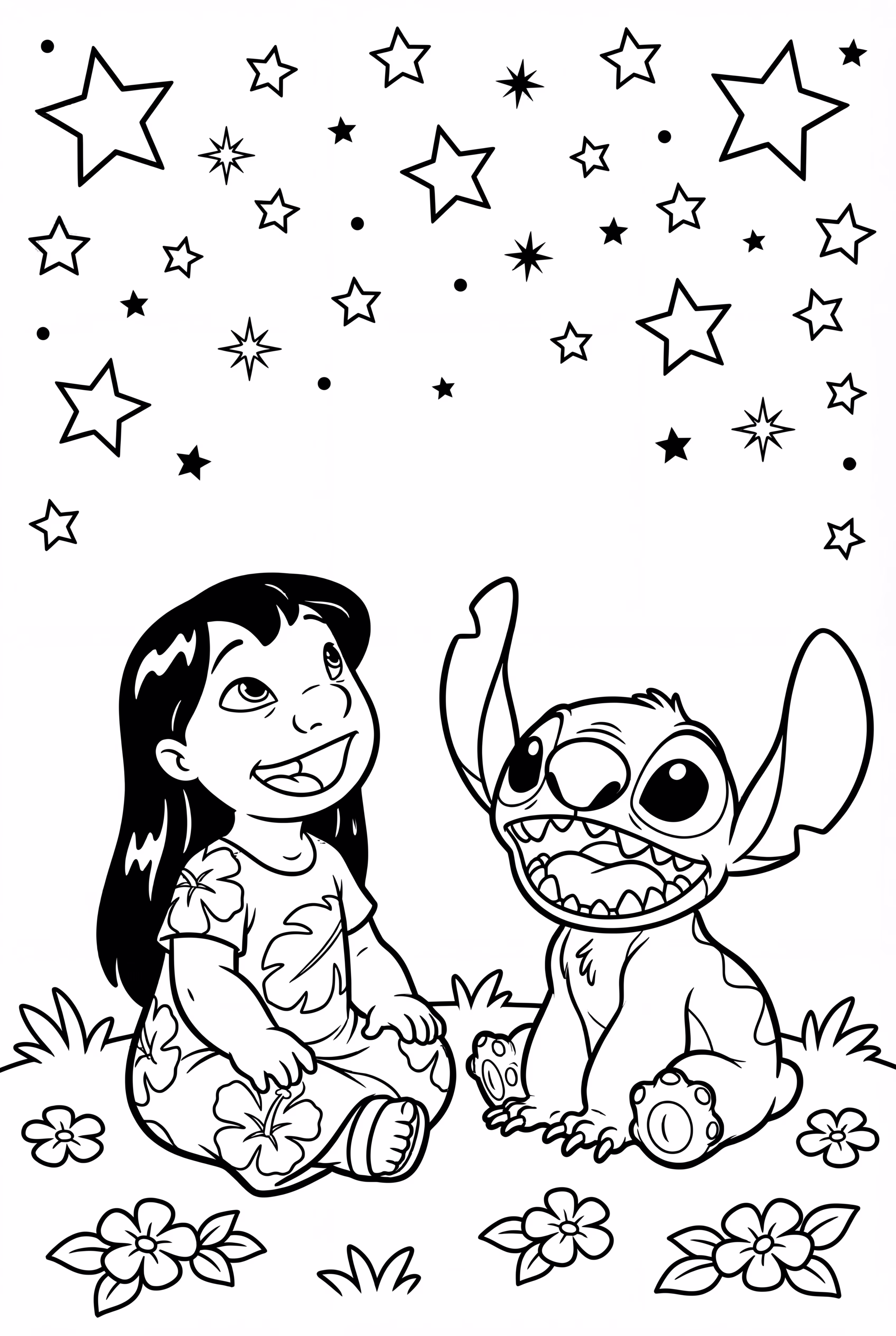 Lilo and Stitch looking at the Stars